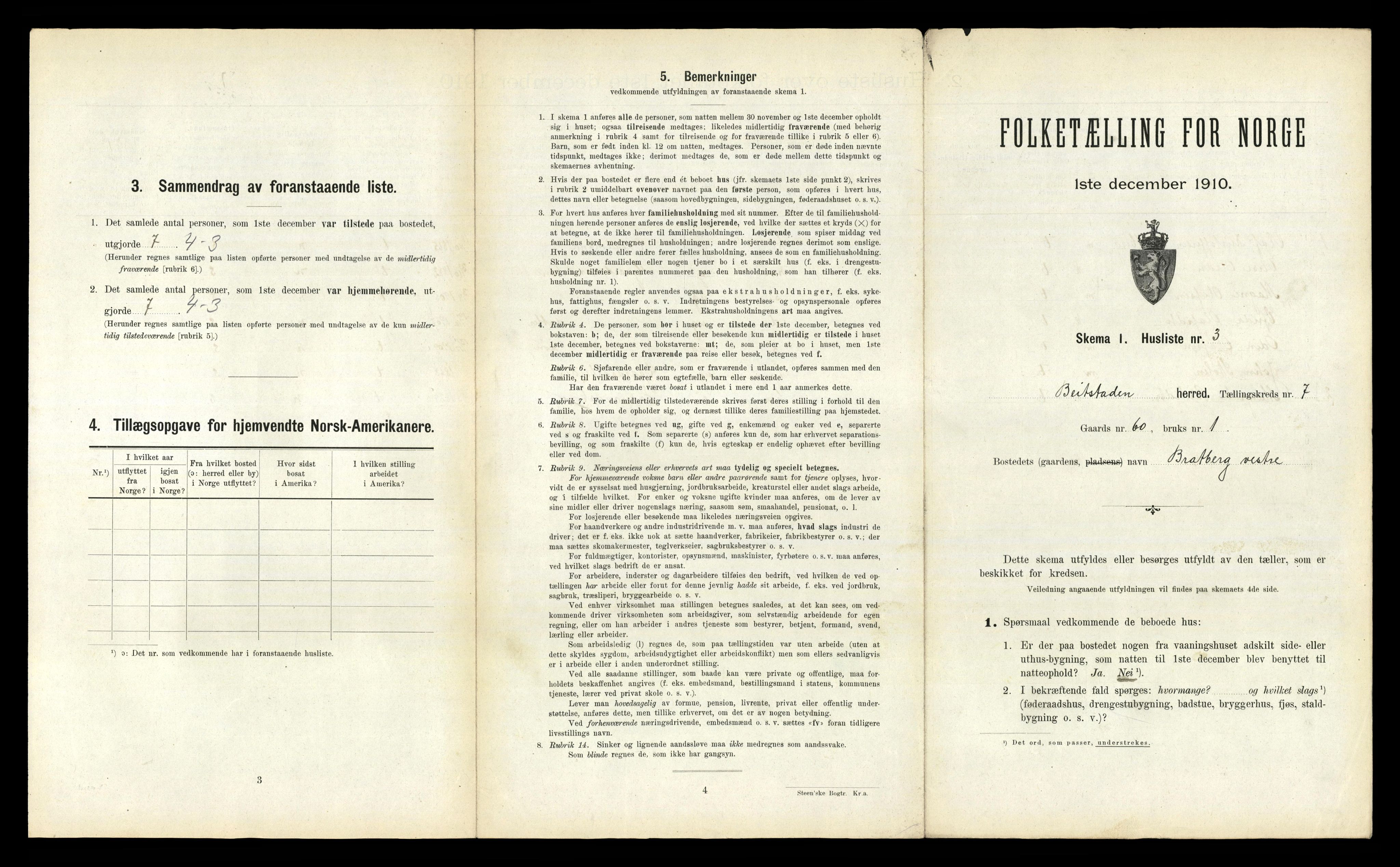 RA, 1910 census for Beitstad, 1910, p. 629