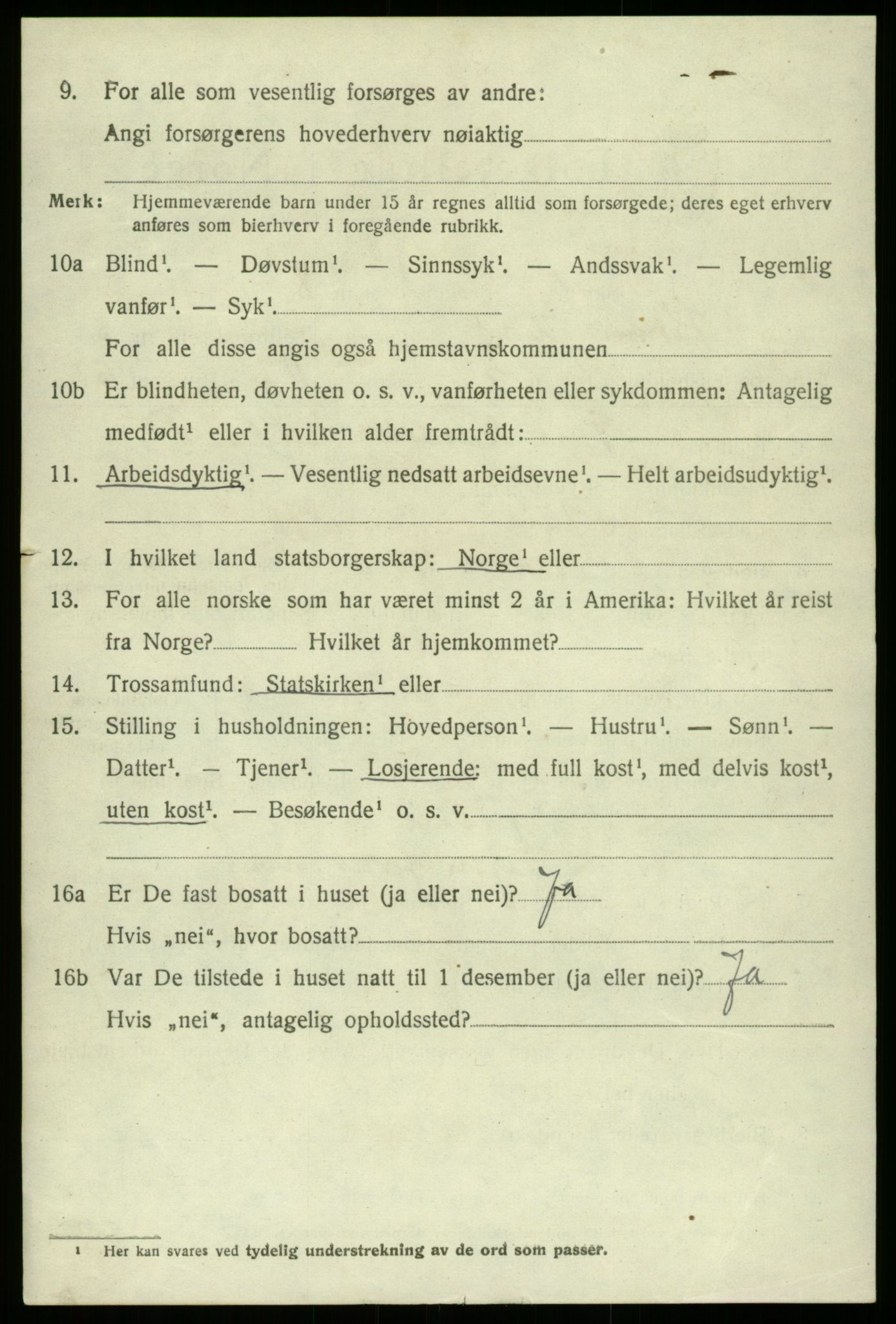 SAB, 1920 census for Kvam, 1920, p. 3234