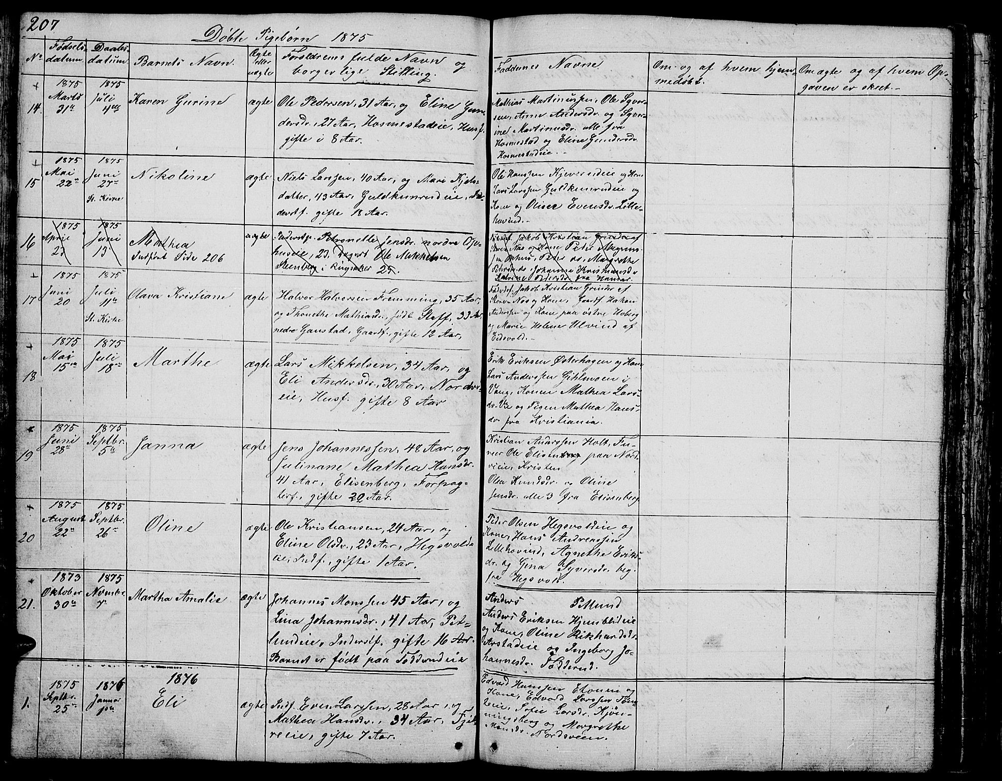 Stange prestekontor, SAH/PREST-002/L/L0002: Parish register (copy) no. 2, 1838-1879, p. 207