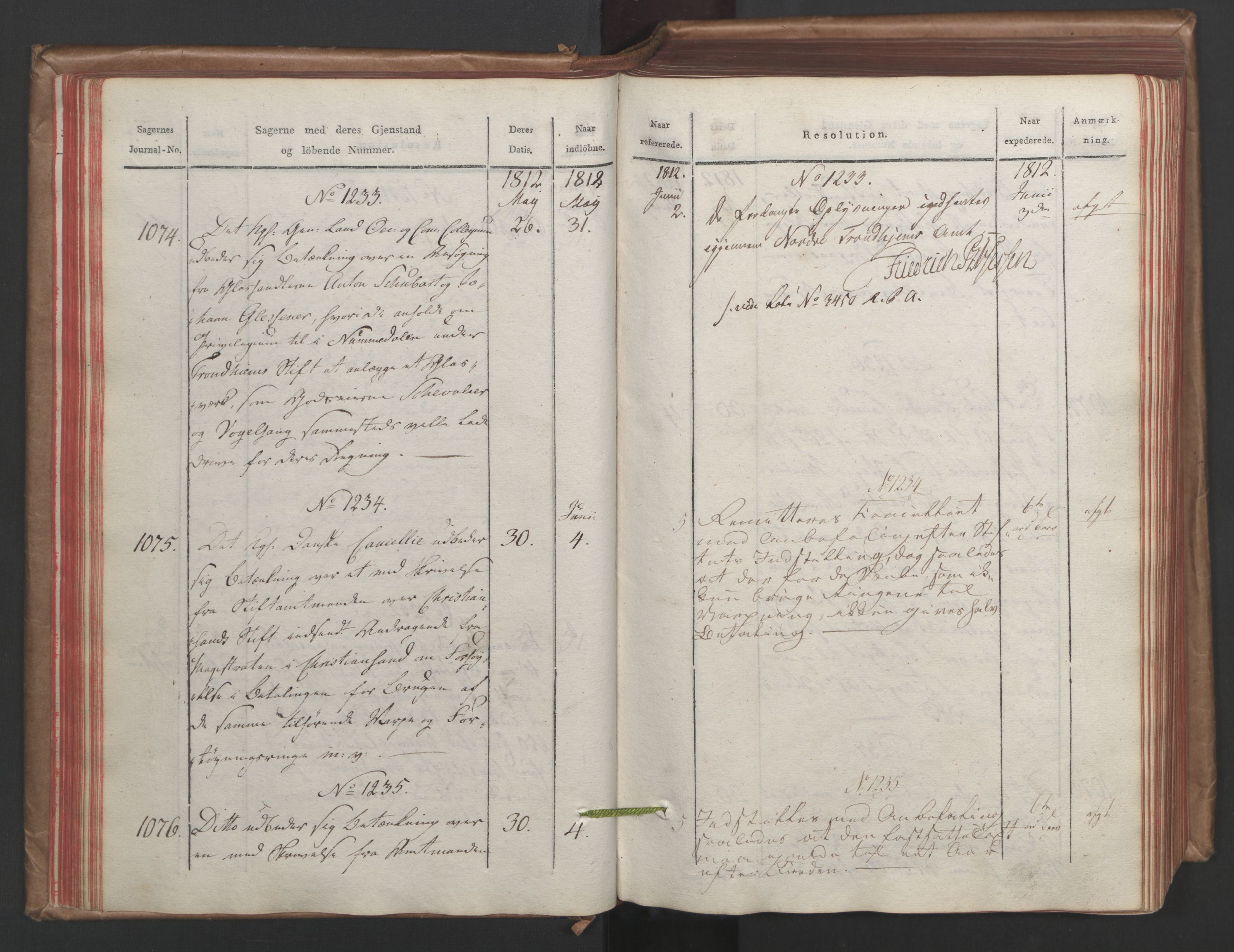 Stattholderembetet 1810-1814, 1. kontor (Kontor A), AV/RA-EA-2872/Aa/L0003: Kollegial referatprotokoll,  j.nr. 995-1430,  l.nr. 1129-1710, 1812, p. 59