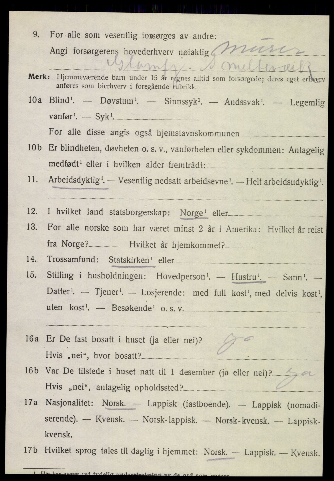 SAT, 1920 census for Meløy, 1920, p. 5926