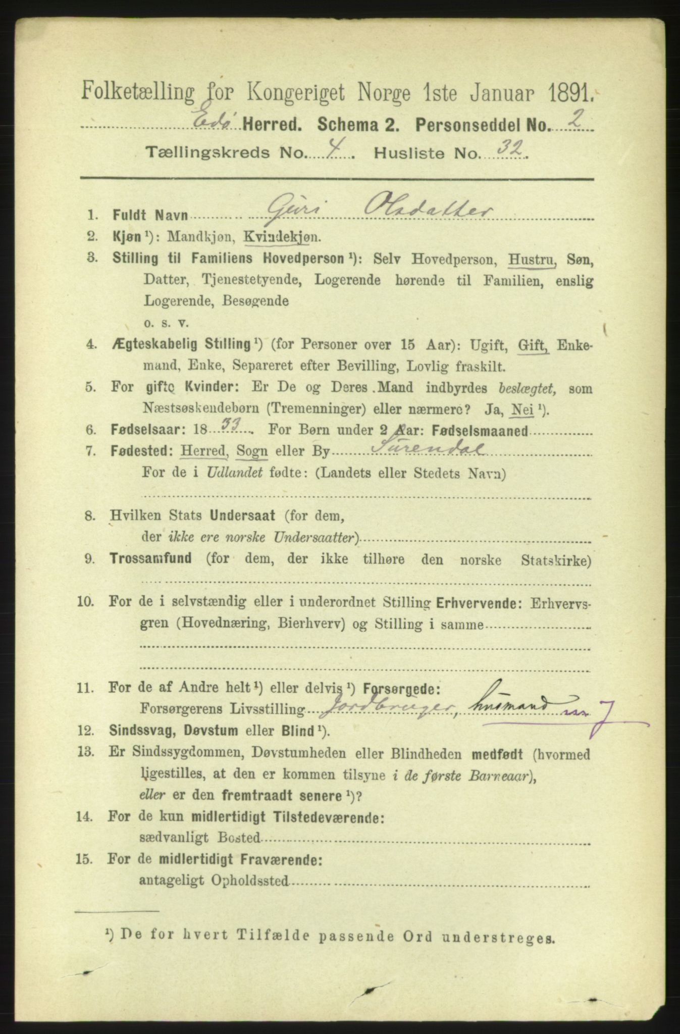 RA, 1891 census for 1573 Edøy, 1891, p. 1168