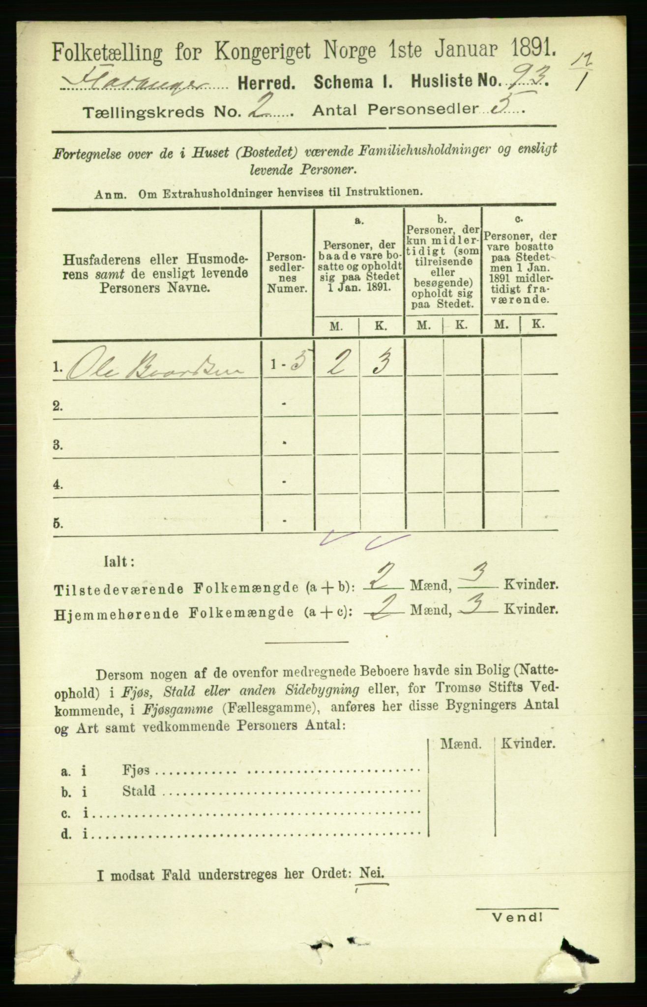 RA, 1891 census for 1749 Flatanger, 1891, p. 709