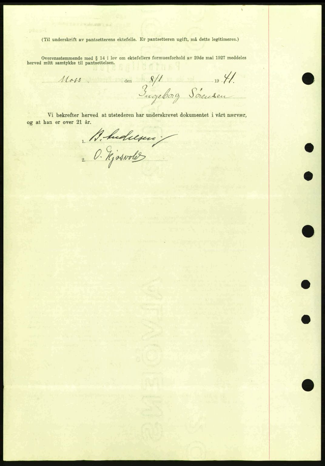 Moss sorenskriveri, SAO/A-10168: Mortgage book no. B10, 1940-1941, Diary no: : 58/1941