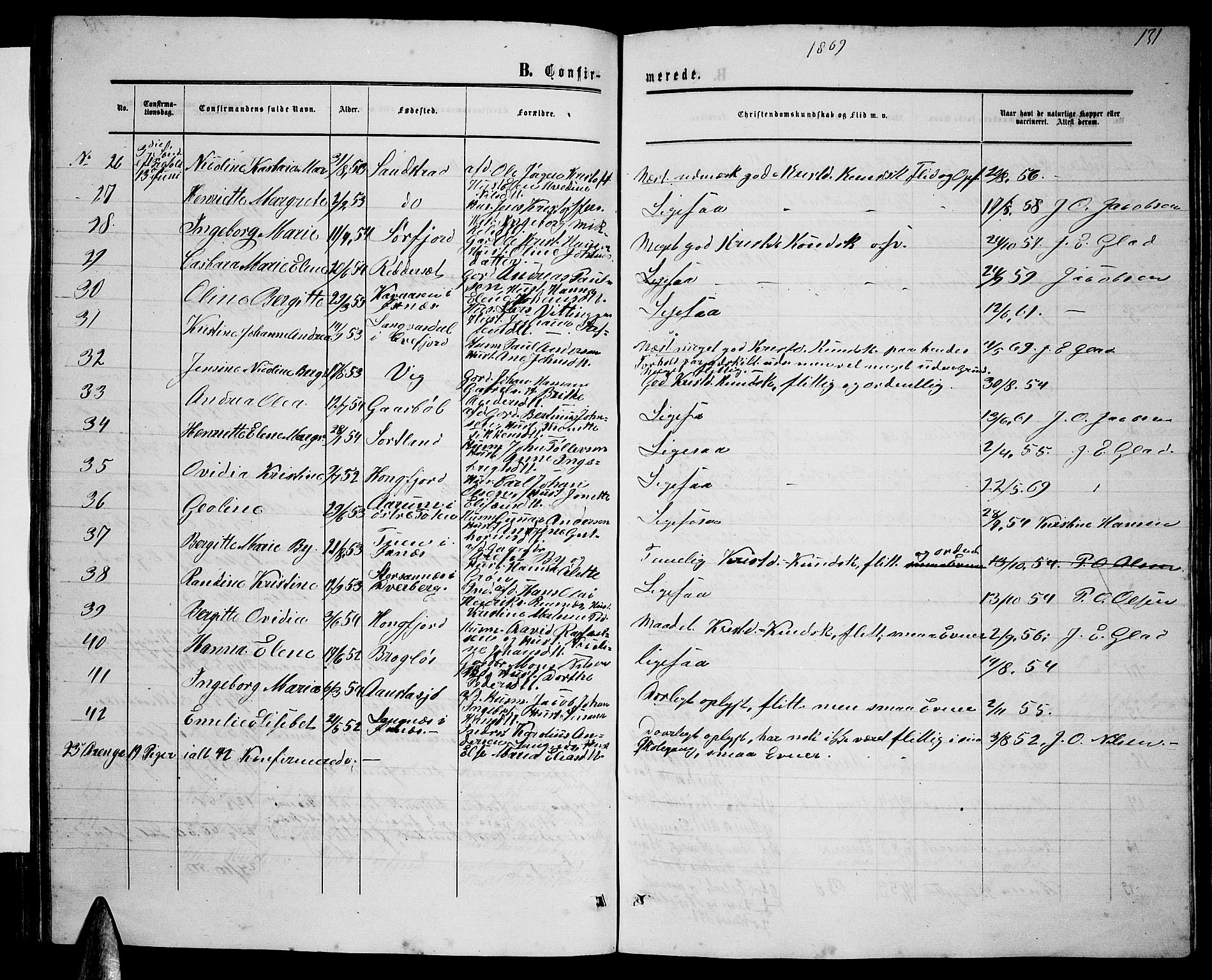 Ministerialprotokoller, klokkerbøker og fødselsregistre - Nordland, SAT/A-1459/895/L1381: Parish register (copy) no. 895C03, 1864-1885, p. 131