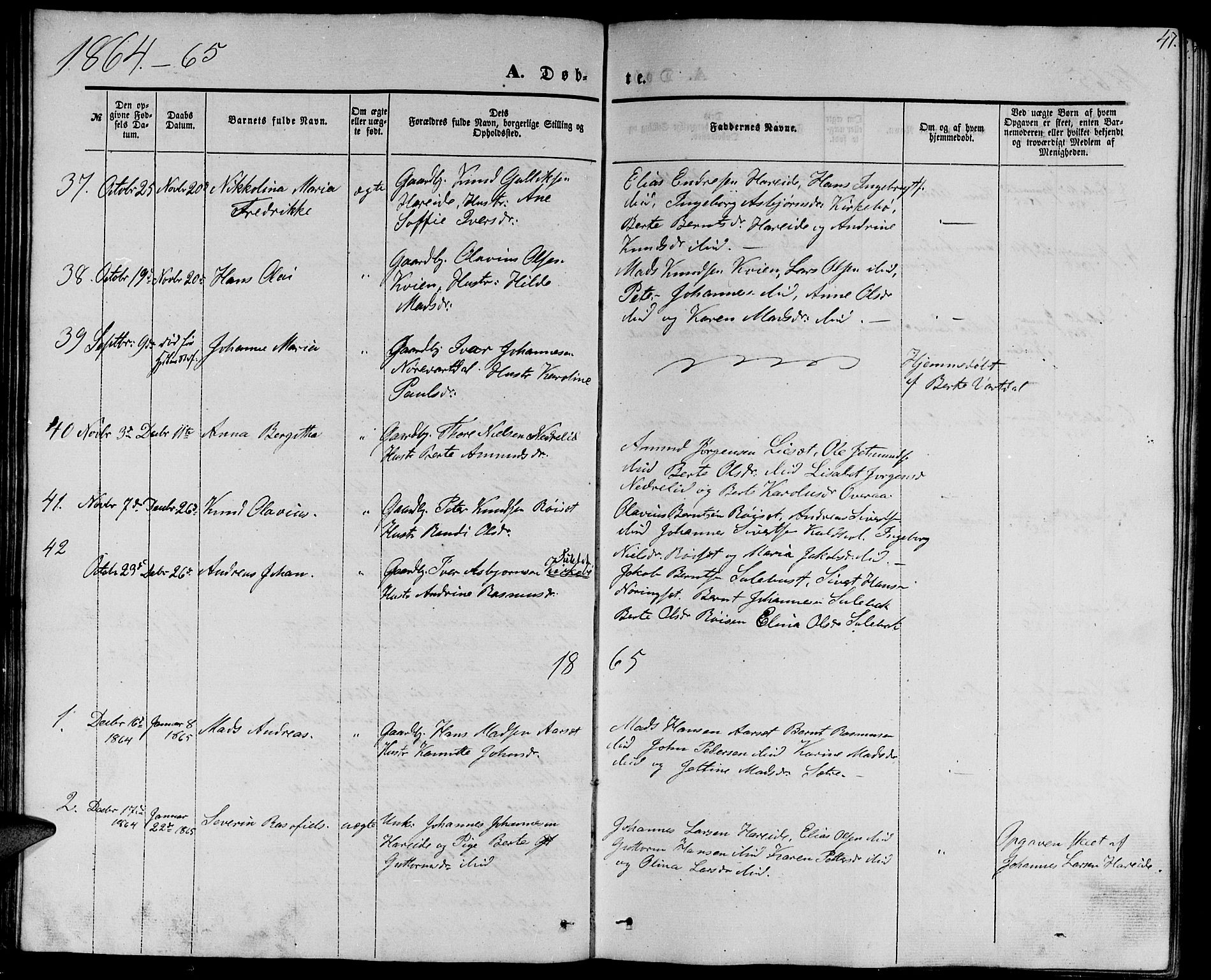 Ministerialprotokoller, klokkerbøker og fødselsregistre - Møre og Romsdal, AV/SAT-A-1454/510/L0124: Parish register (copy) no. 510C01, 1854-1877, p. 47