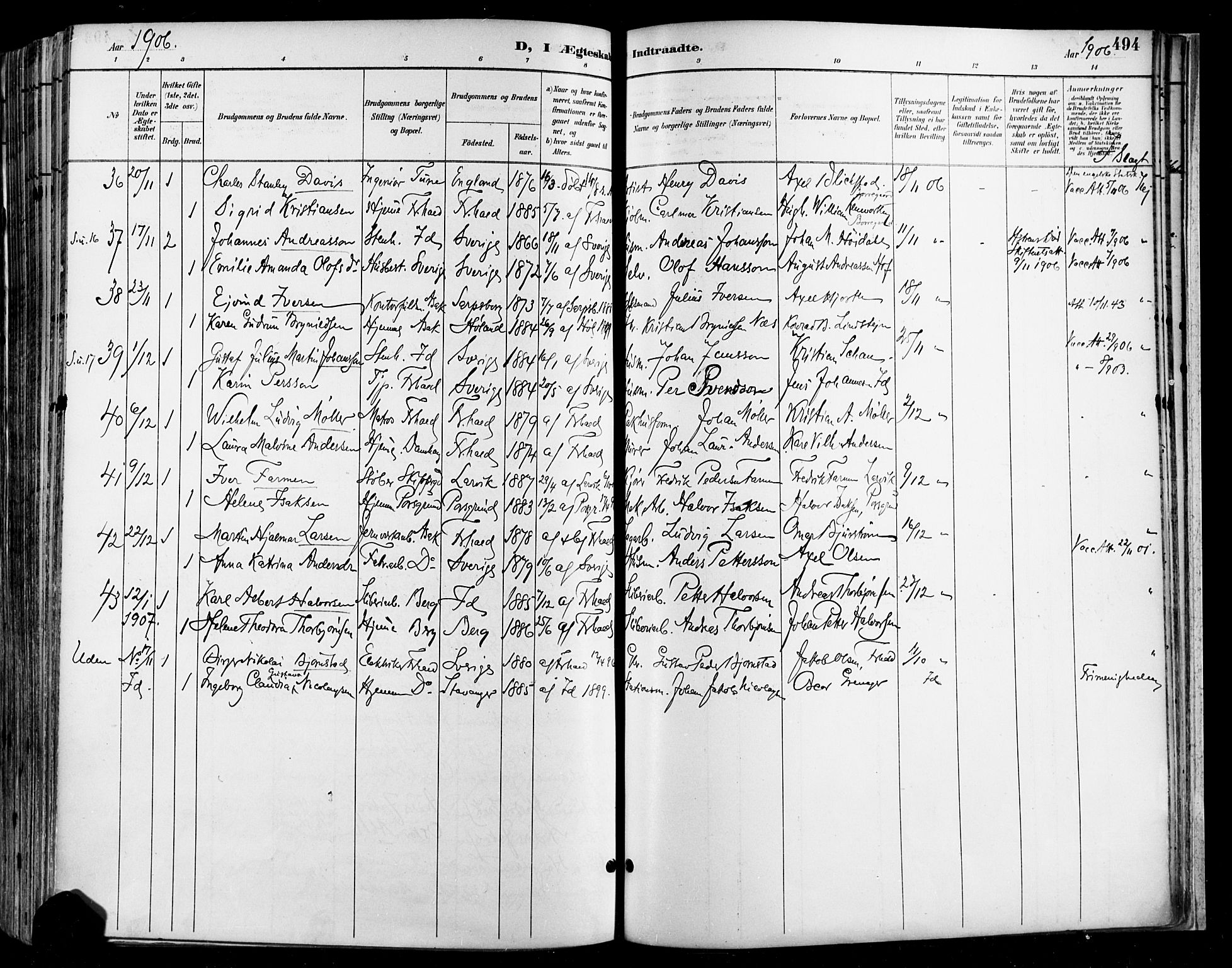 Halden prestekontor Kirkebøker, SAO/A-10909/F/Fa/L0013: Parish register (official) no. I 13, 1890-1906, p. 494
