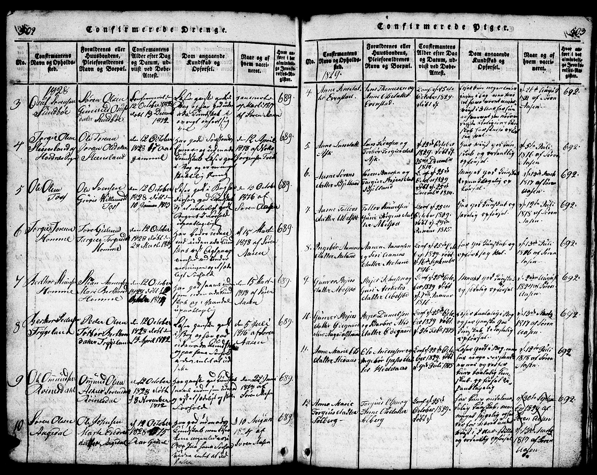 Bjelland sokneprestkontor, SAK/1111-0005/F/Fb/Fba/L0003: Parish register (copy) no. B 3, 1816-1870, p. 502-503