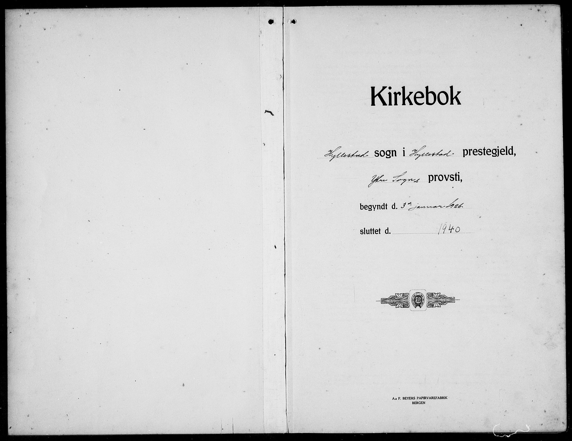 Hyllestad sokneprestembete, SAB/A-80401: Parish register (copy) no. A 4, 1926-1940