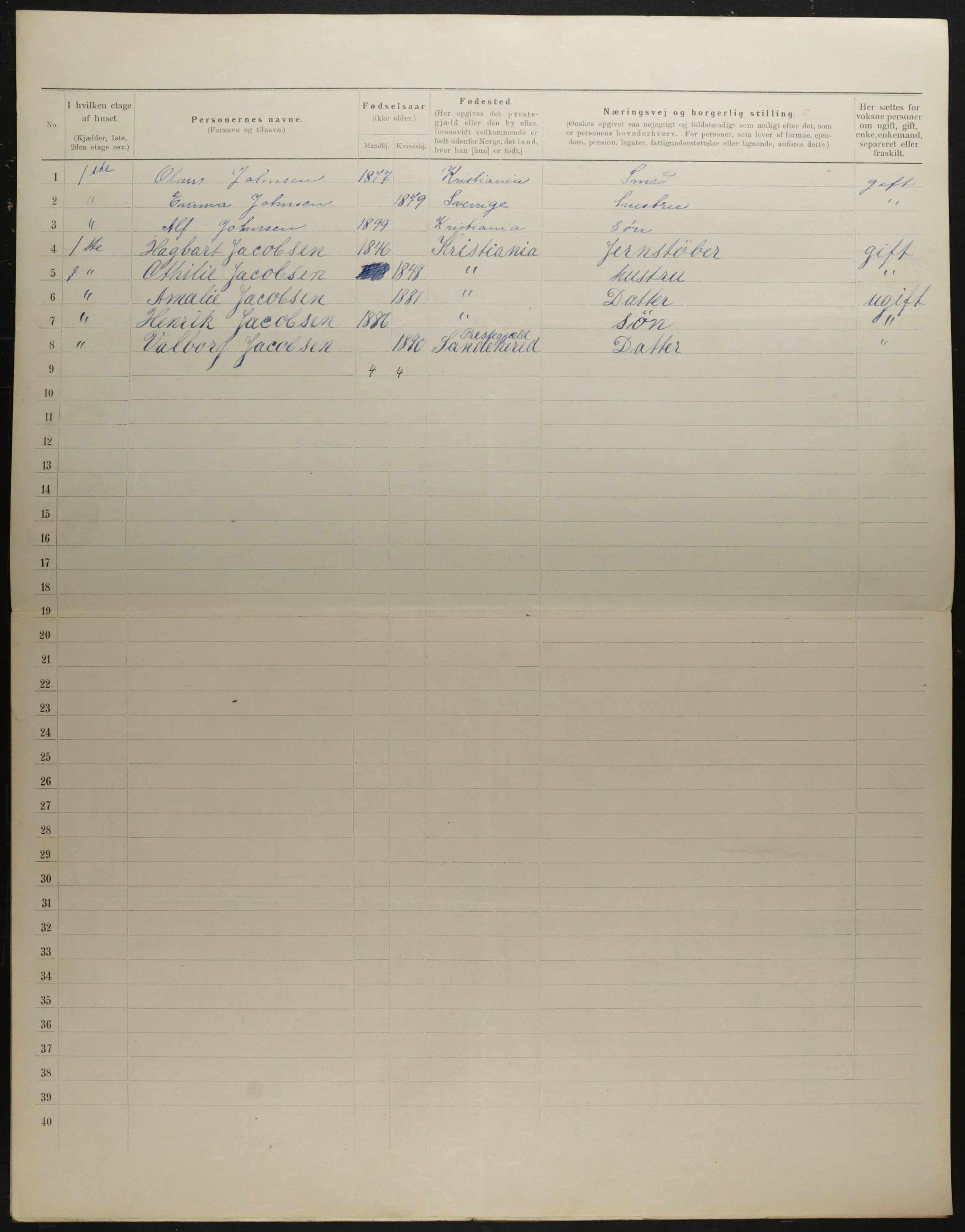 OBA, Municipal Census 1901 for Kristiania, 1901, p. 3347