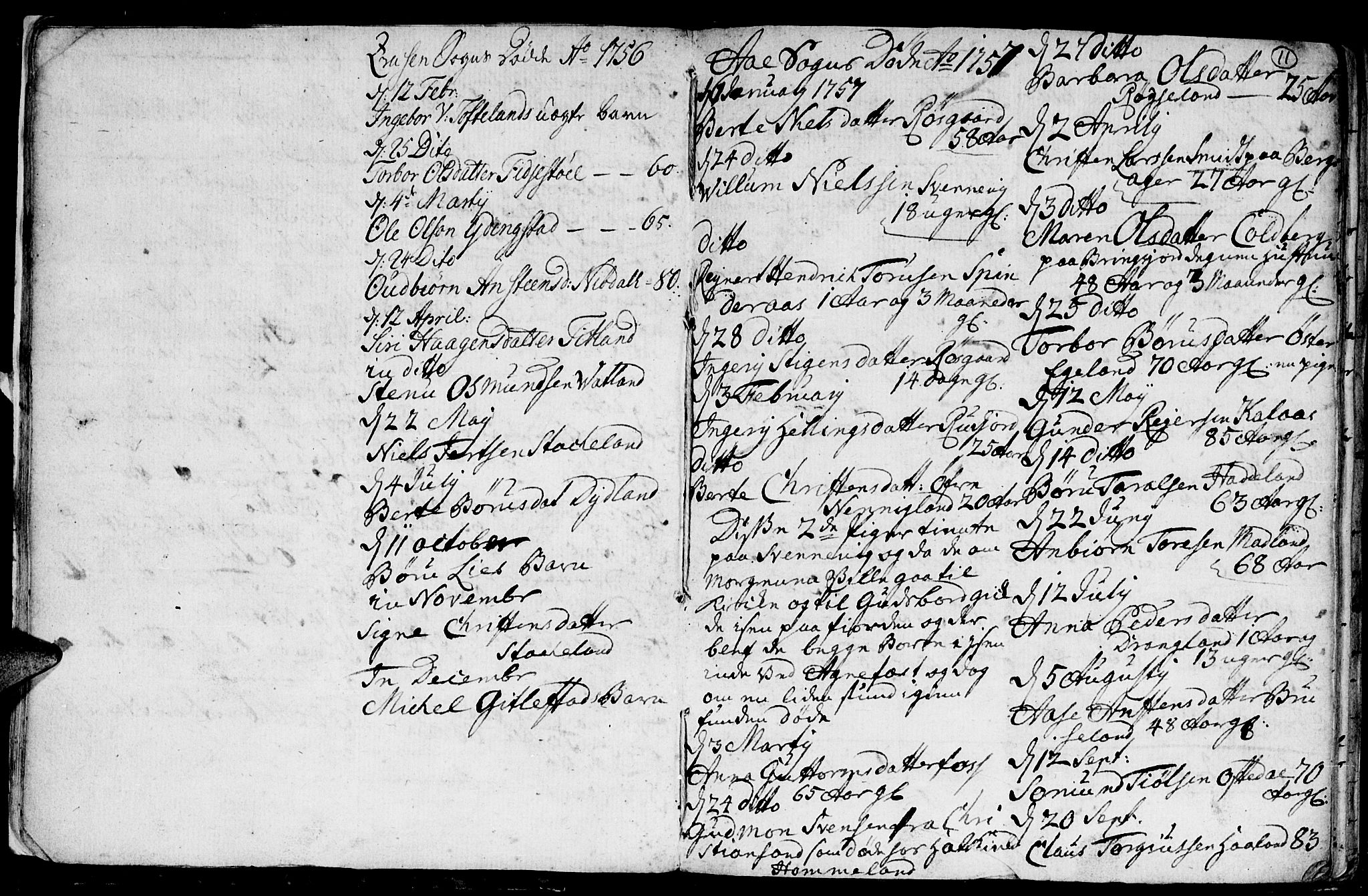 Lyngdal sokneprestkontor, AV/SAK-1111-0029/F/Fa/Fac/L0003: Parish register (official) no. A 3, 1750-1803, p. 11