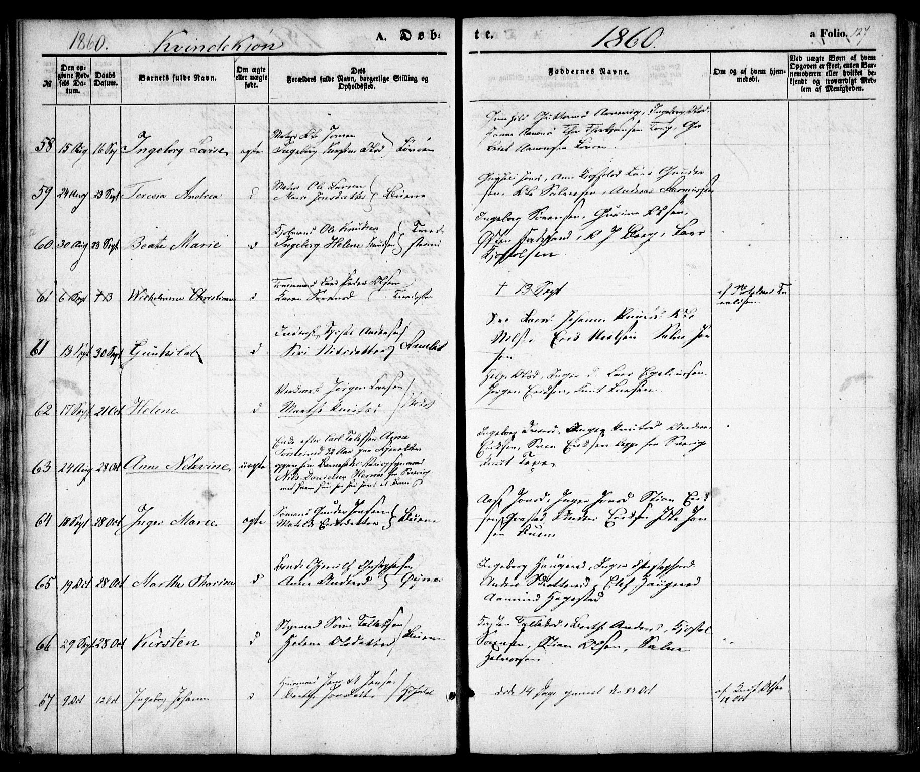 Holt sokneprestkontor, AV/SAK-1111-0021/F/Fa/L0008: Parish register (official) no. A 8, 1849-1860, p. 127