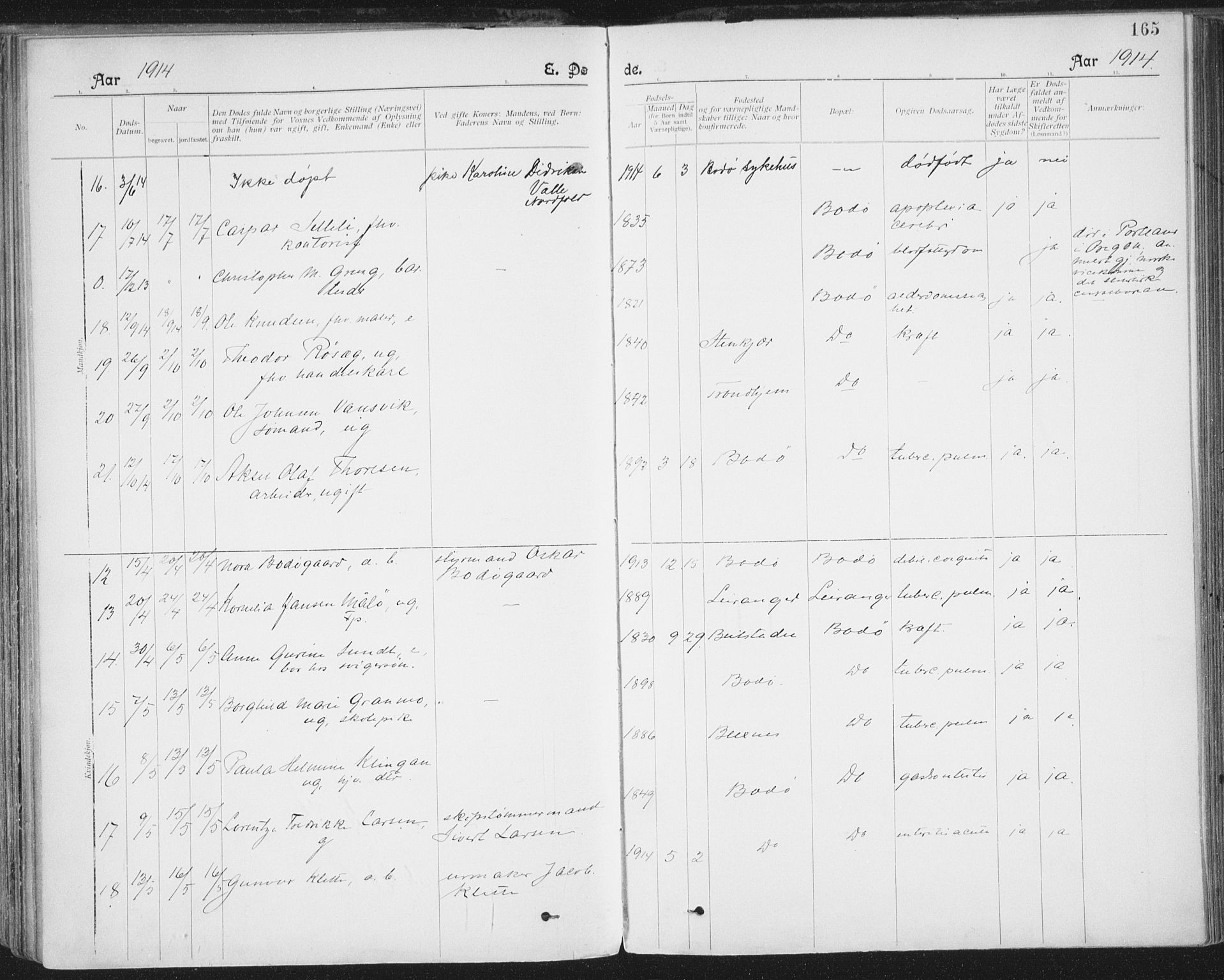 Ministerialprotokoller, klokkerbøker og fødselsregistre - Nordland, SAT/A-1459/801/L0012: Parish register (official) no. 801A12, 1900-1916, p. 165