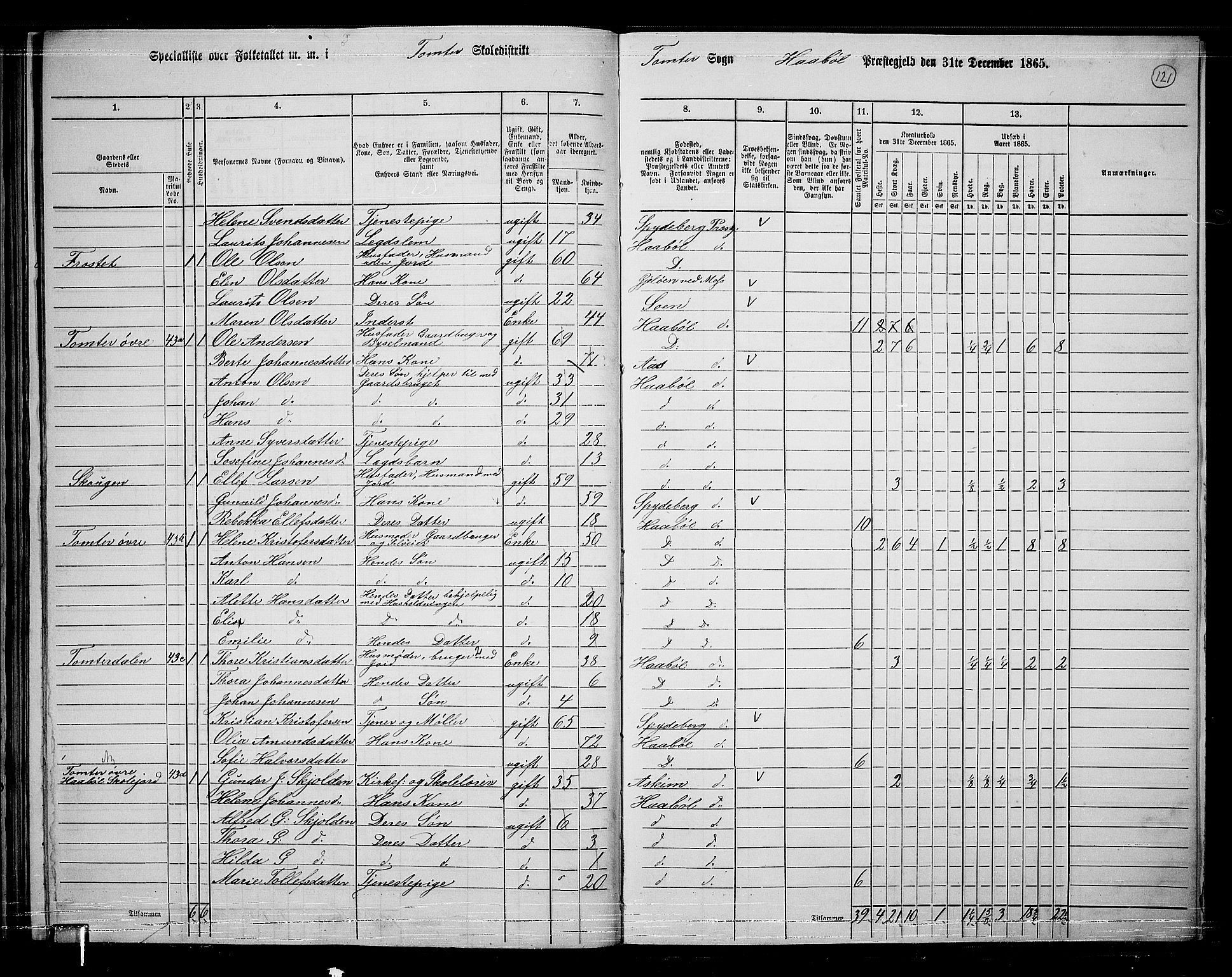 RA, 1865 census for Hobøl, 1865, p. 103