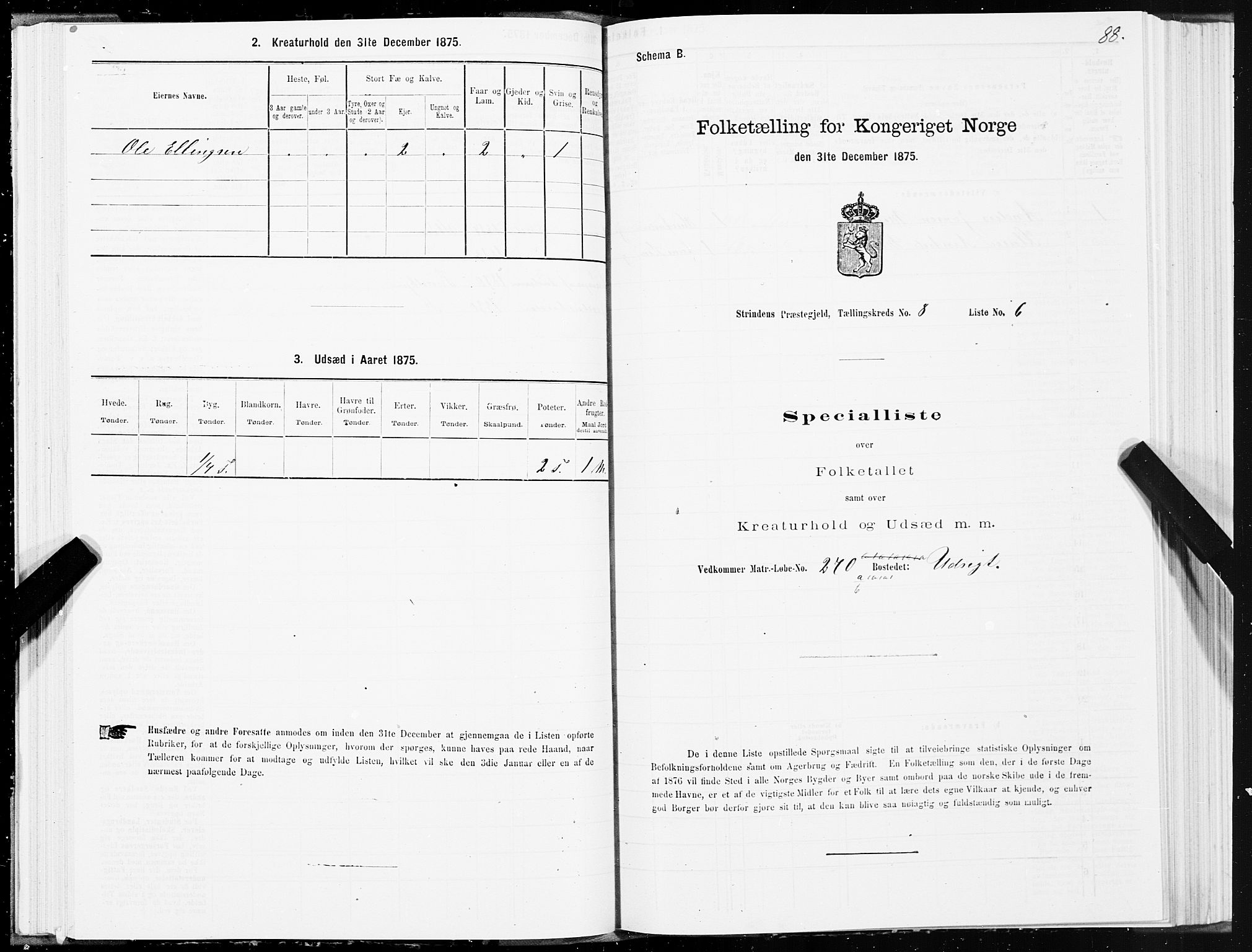 SAT, 1875 census for 1660P Strinda, 1875, p. 4088