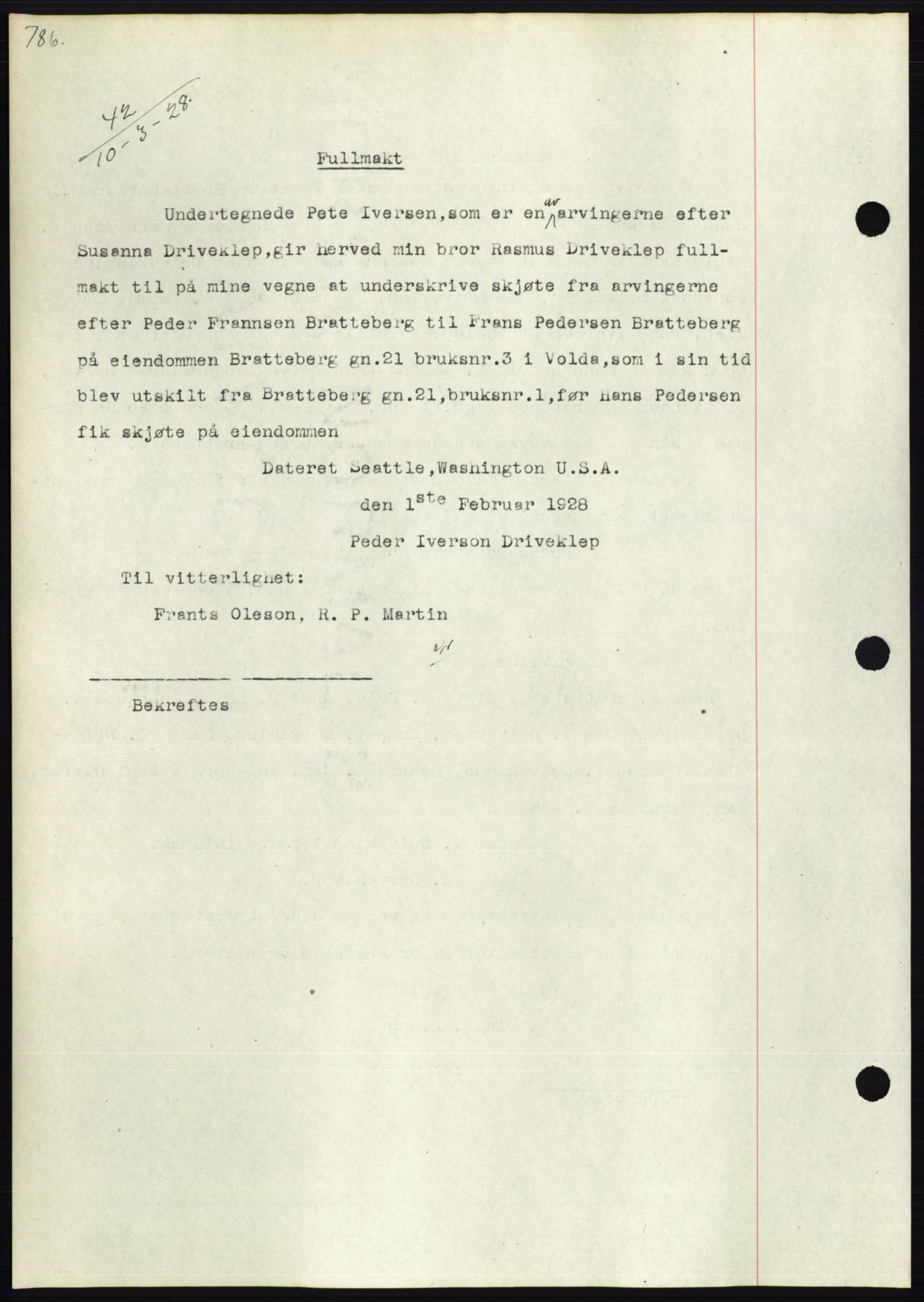 Søre Sunnmøre sorenskriveri, AV/SAT-A-4122/1/2/2C/L0047: Mortgage book no. 41, 1927-1928, Deed date: 10.03.1928