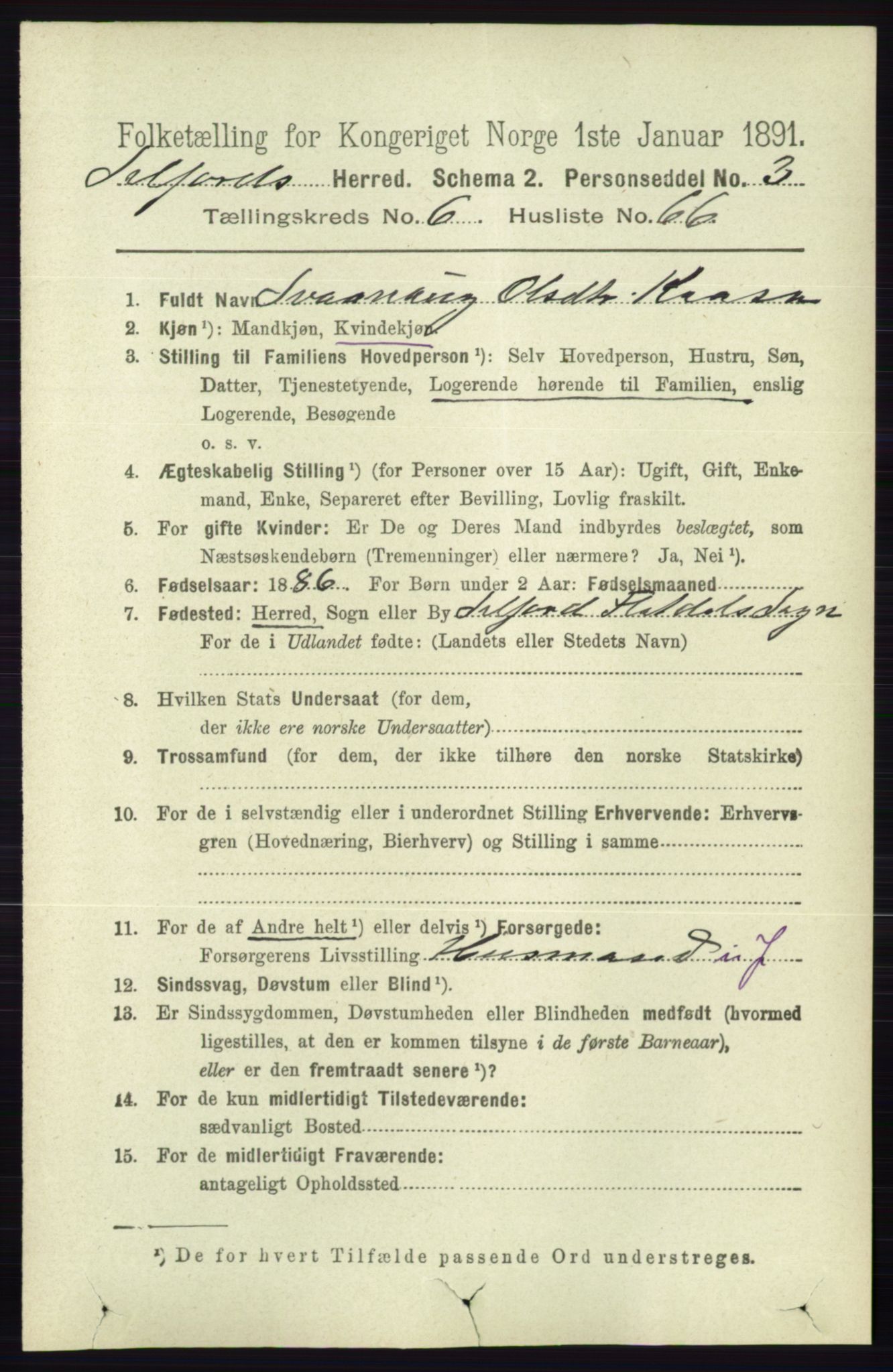 RA, 1891 census for 0828 Seljord, 1891, p. 2551