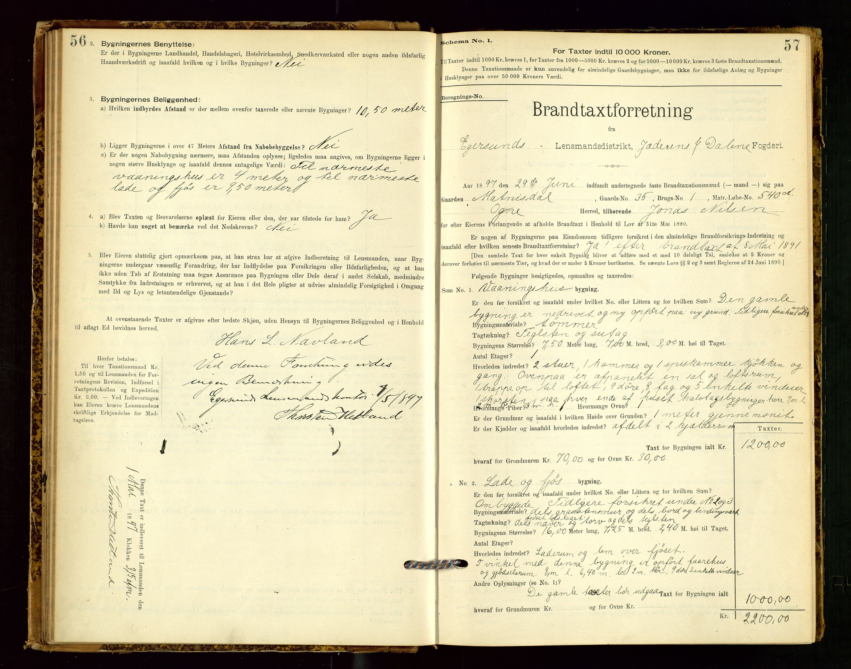 Eigersund lensmannskontor, AV/SAST-A-100171/Gob/L0001: Skjemaprotokoll, 1894-1909, p. 56-57