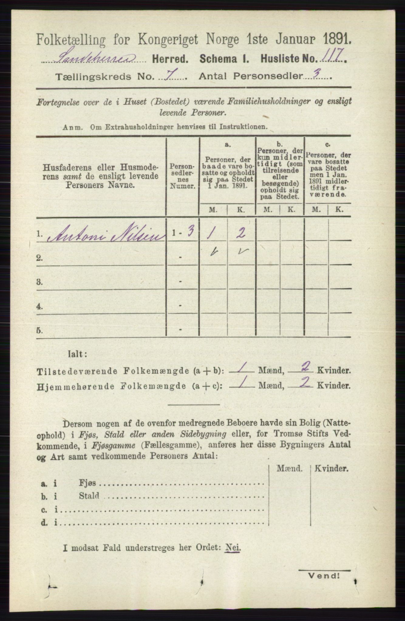 RA, 1891 census for 0724 Sandeherred, 1891, p. 4093