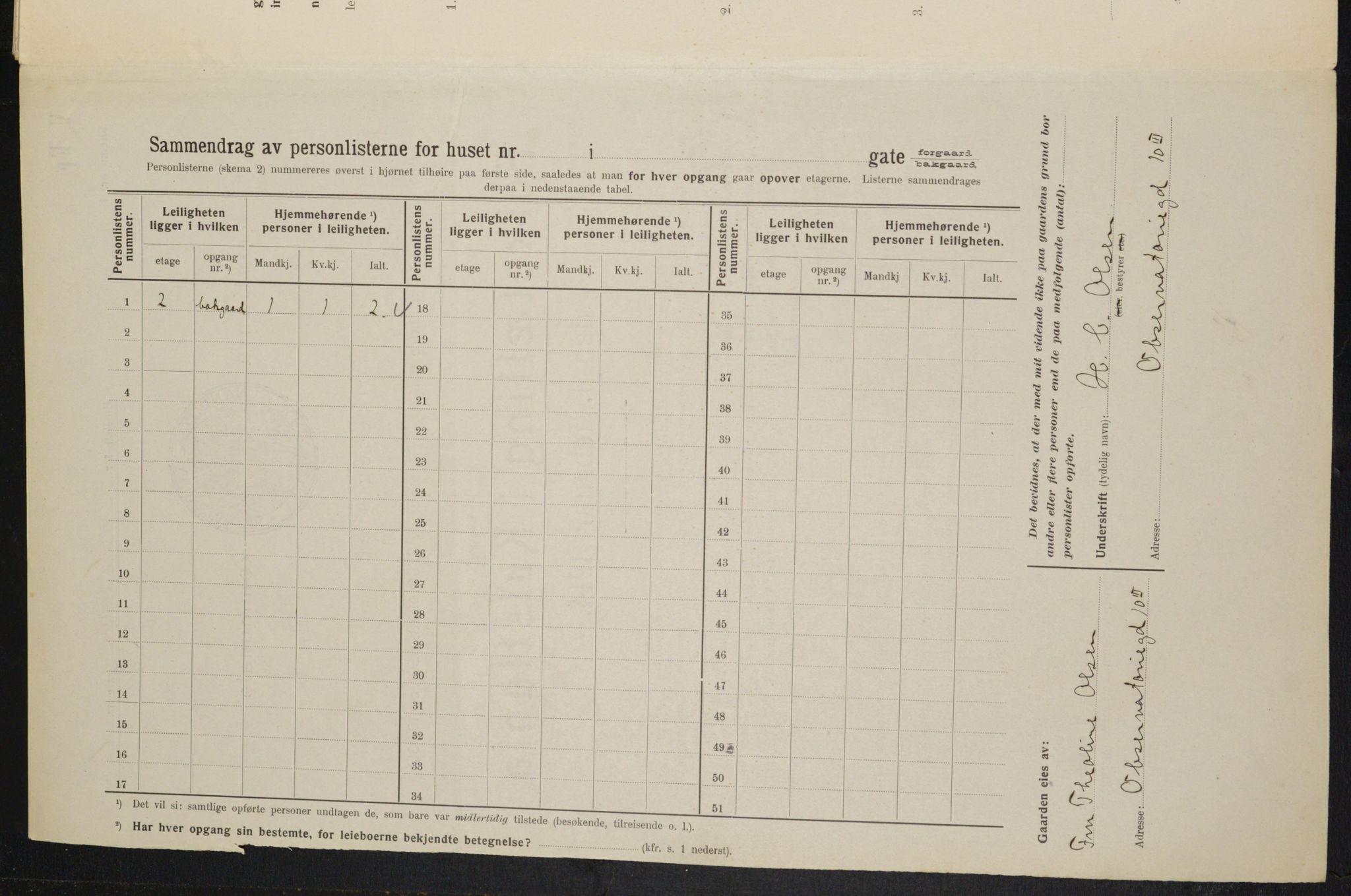 OBA, Municipal Census 1914 for Kristiania, 1914, p. 30292