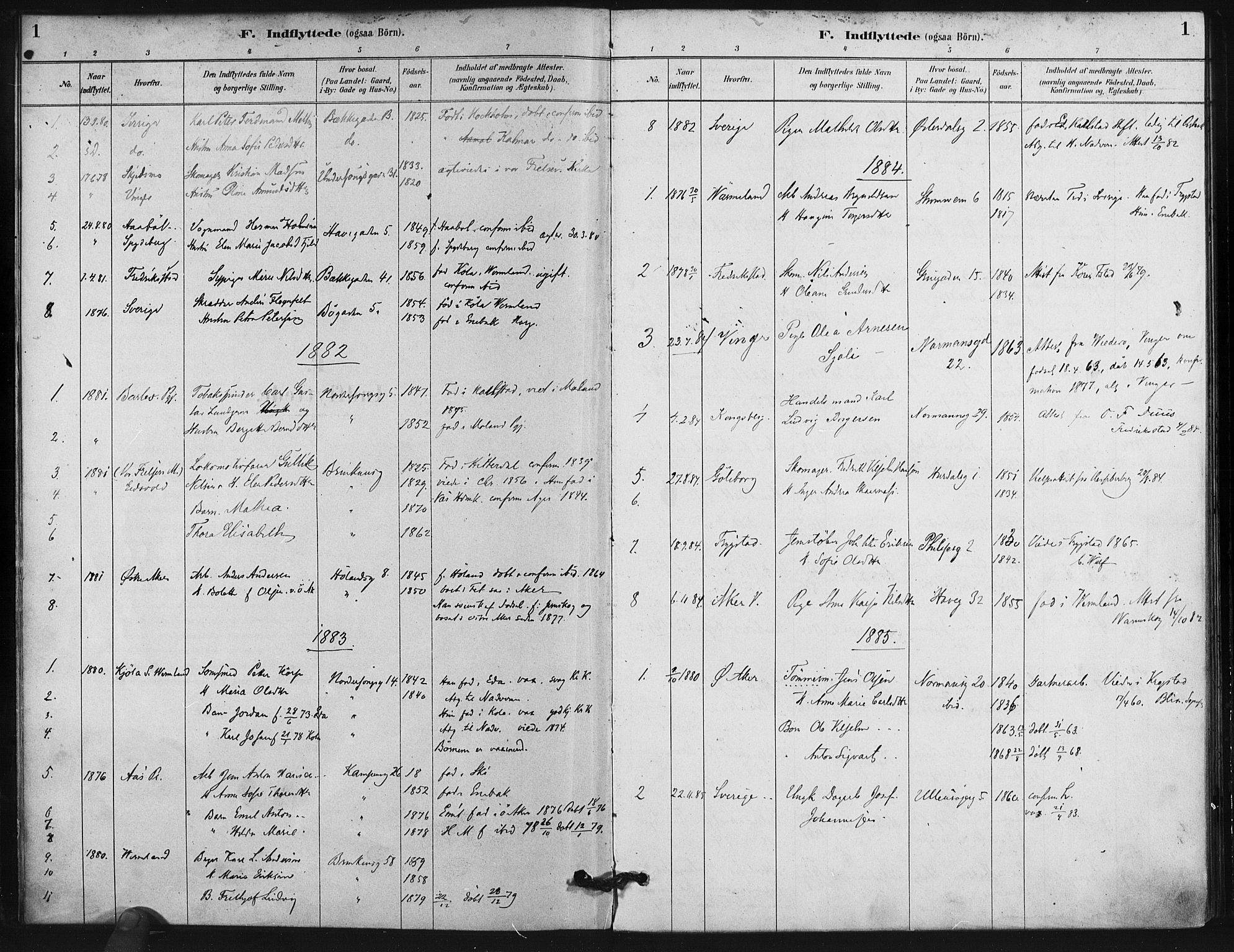 Kampen prestekontor Kirkebøker, AV/SAO-A-10853/F/Fb/L0001: Parish register (official) no. II 1, 1880-1911, p. 1