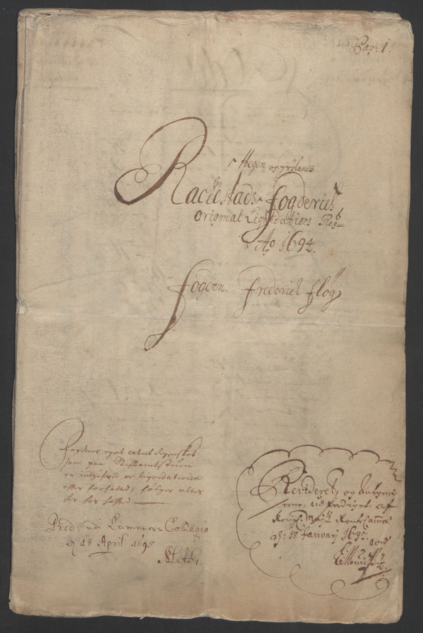 Rentekammeret inntil 1814, Reviderte regnskaper, Fogderegnskap, RA/EA-4092/R07/L0284: Fogderegnskap Rakkestad, Heggen og Frøland, 1694, p. 4