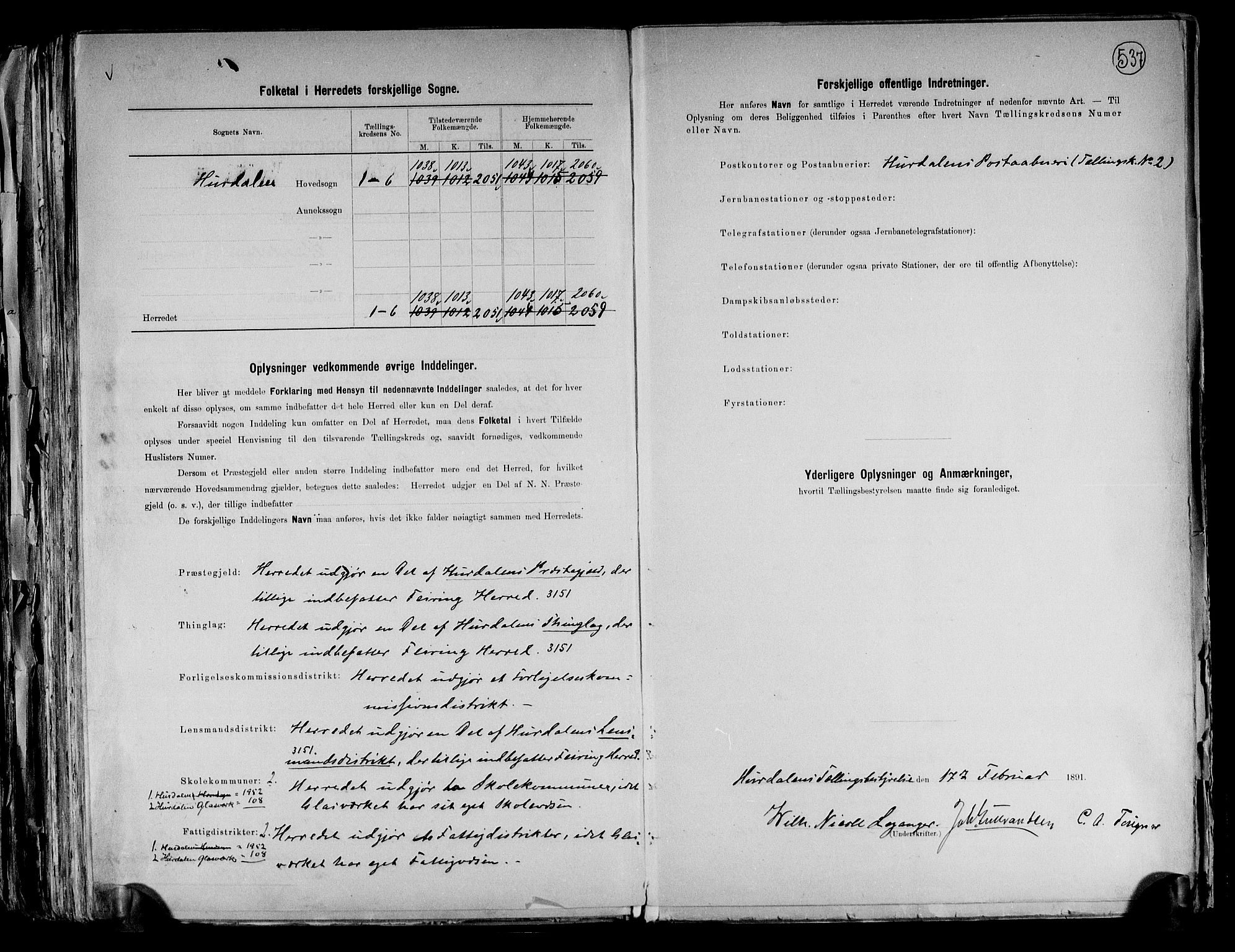 RA, 1891 census for 0239 Hurdal, 1891, p. 3