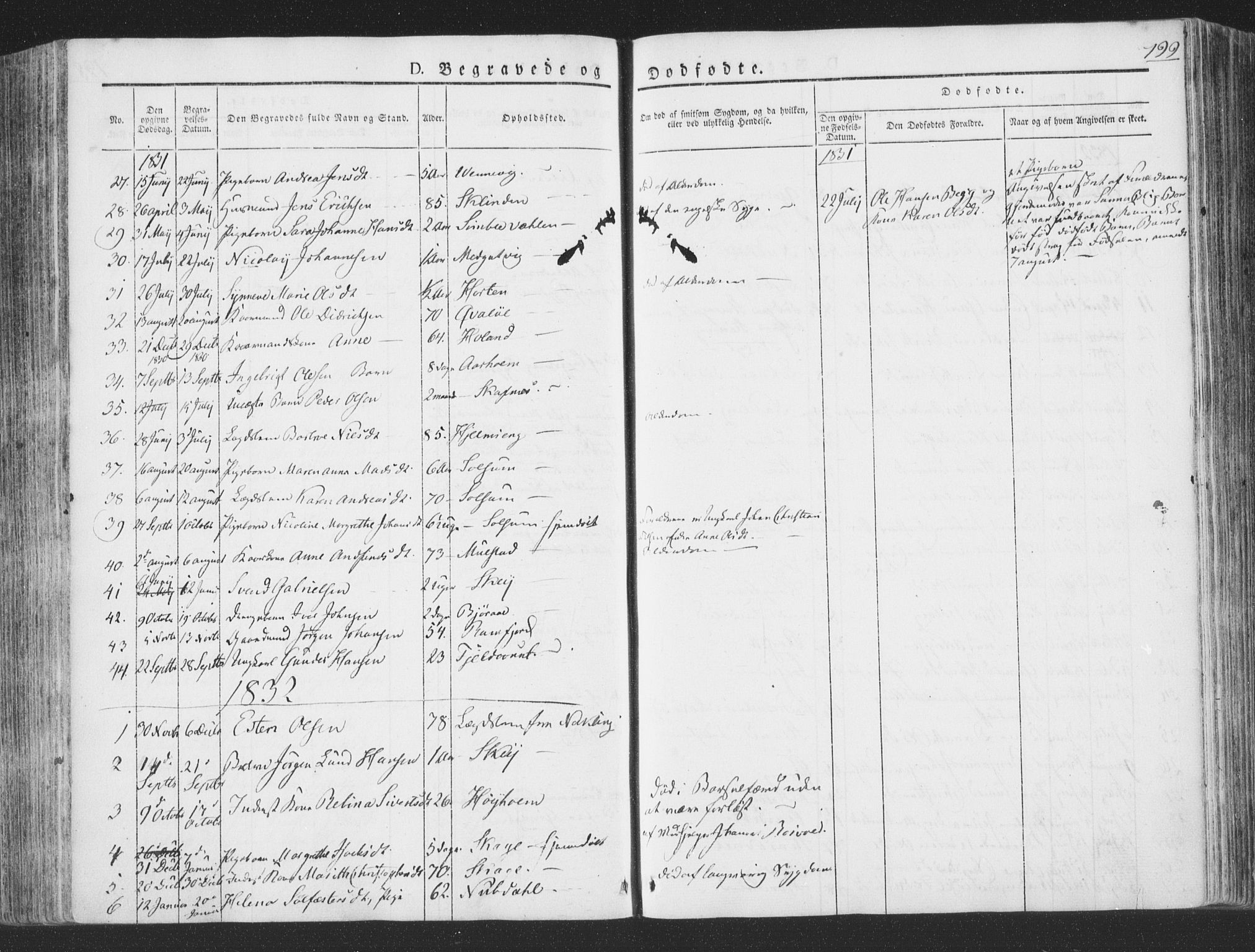 Ministerialprotokoller, klokkerbøker og fødselsregistre - Nord-Trøndelag, SAT/A-1458/780/L0639: Parish register (official) no. 780A04, 1830-1844, p. 199