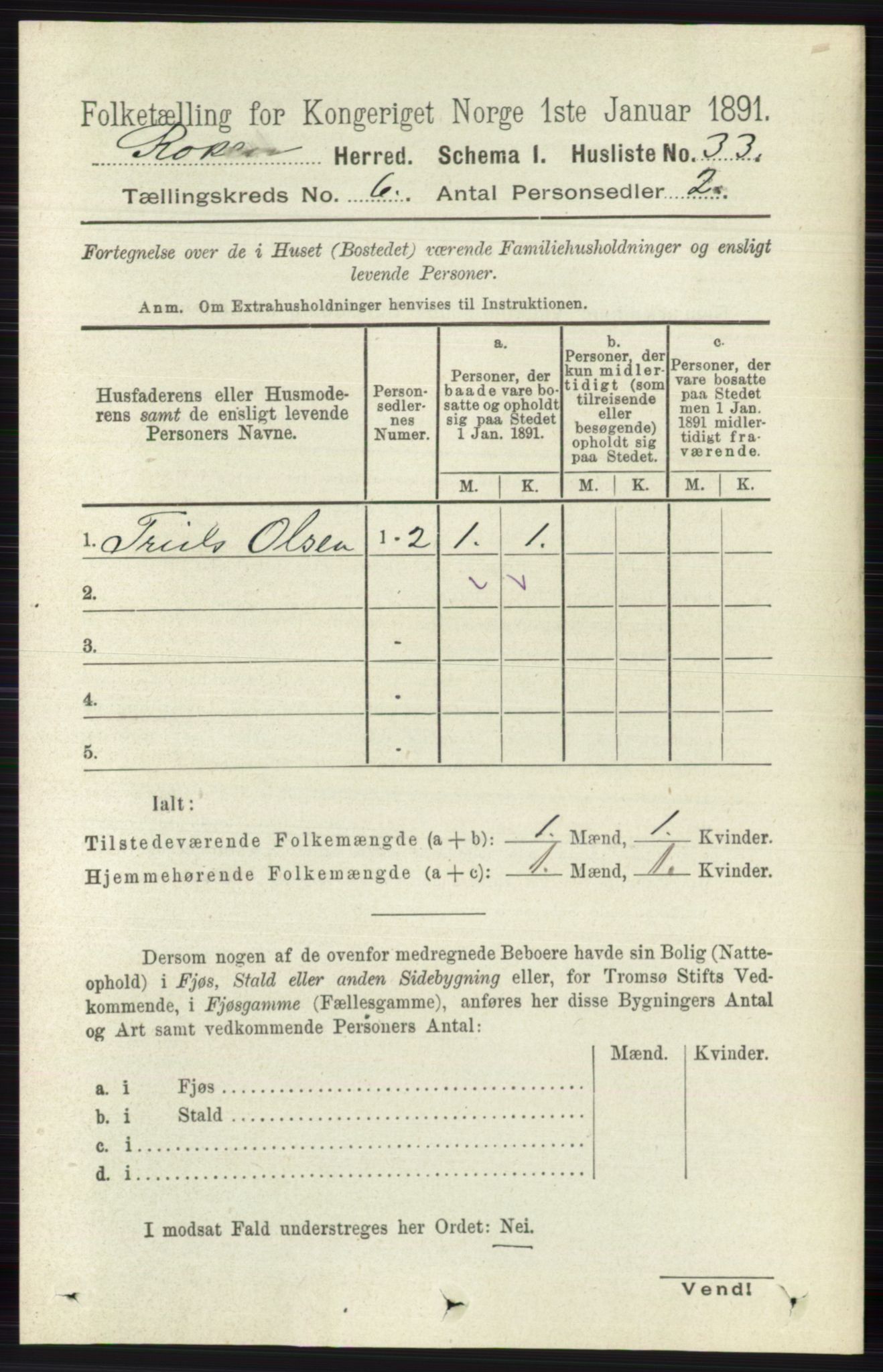 RA, 1891 census for 0627 Røyken, 1891, p. 3575