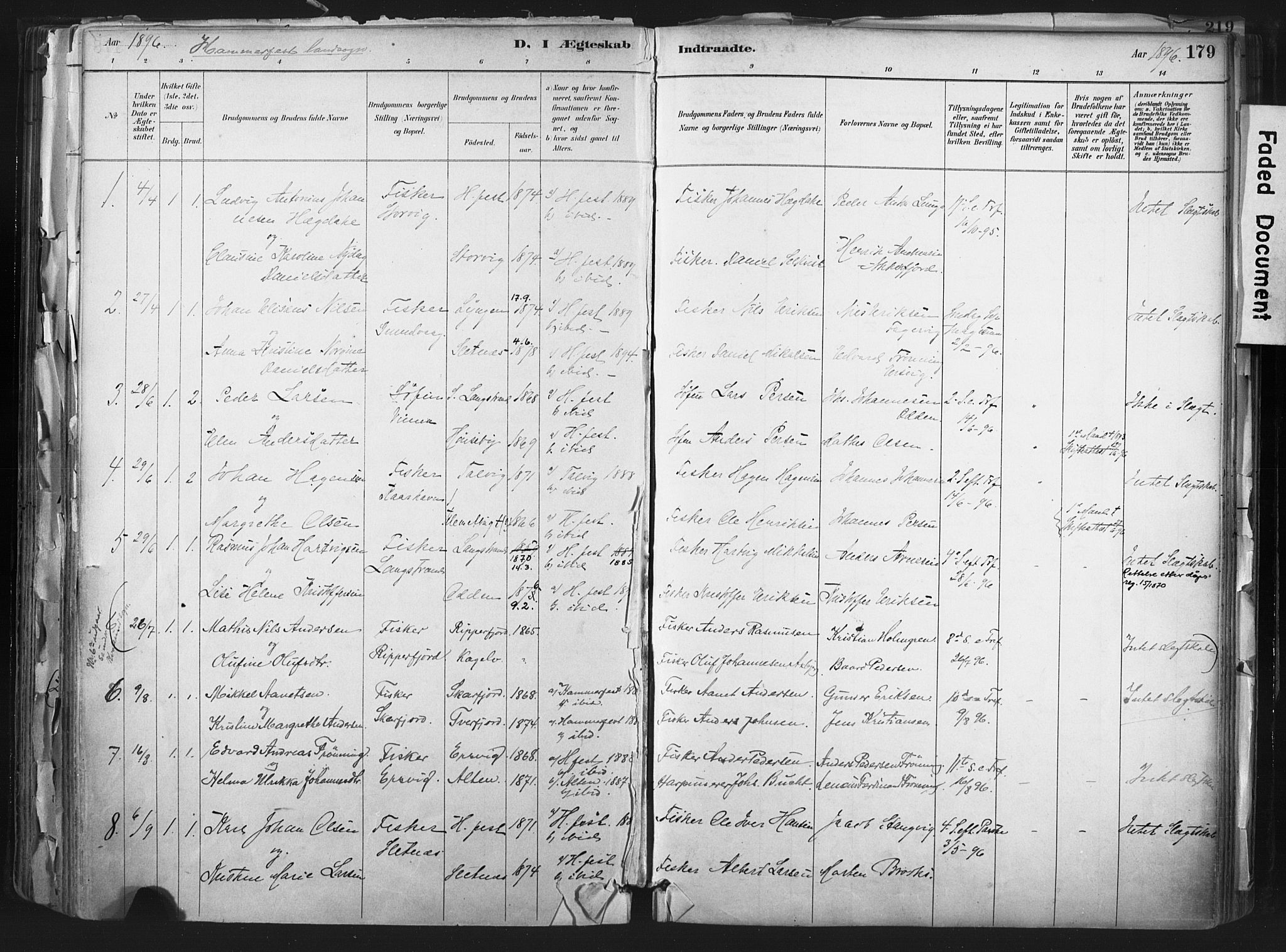 Hammerfest sokneprestkontor, SATØ/S-1347: Parish register (official) no. 11 /1, 1885-1897, p. 179
