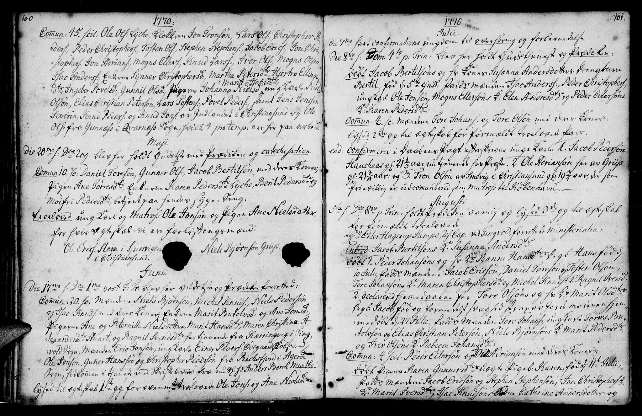 Ministerialprotokoller, klokkerbøker og fødselsregistre - Møre og Romsdal, SAT/A-1454/574/L0876: Parish register (official) no. 574A02, 1754-1814, p. 100-101