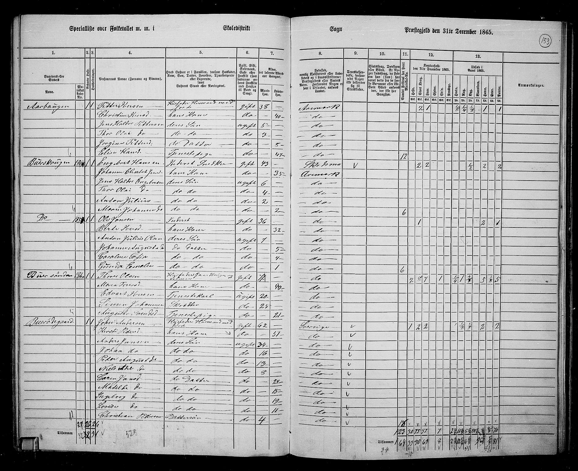 RA, 1865 census for Aremark, 1865, p. 141