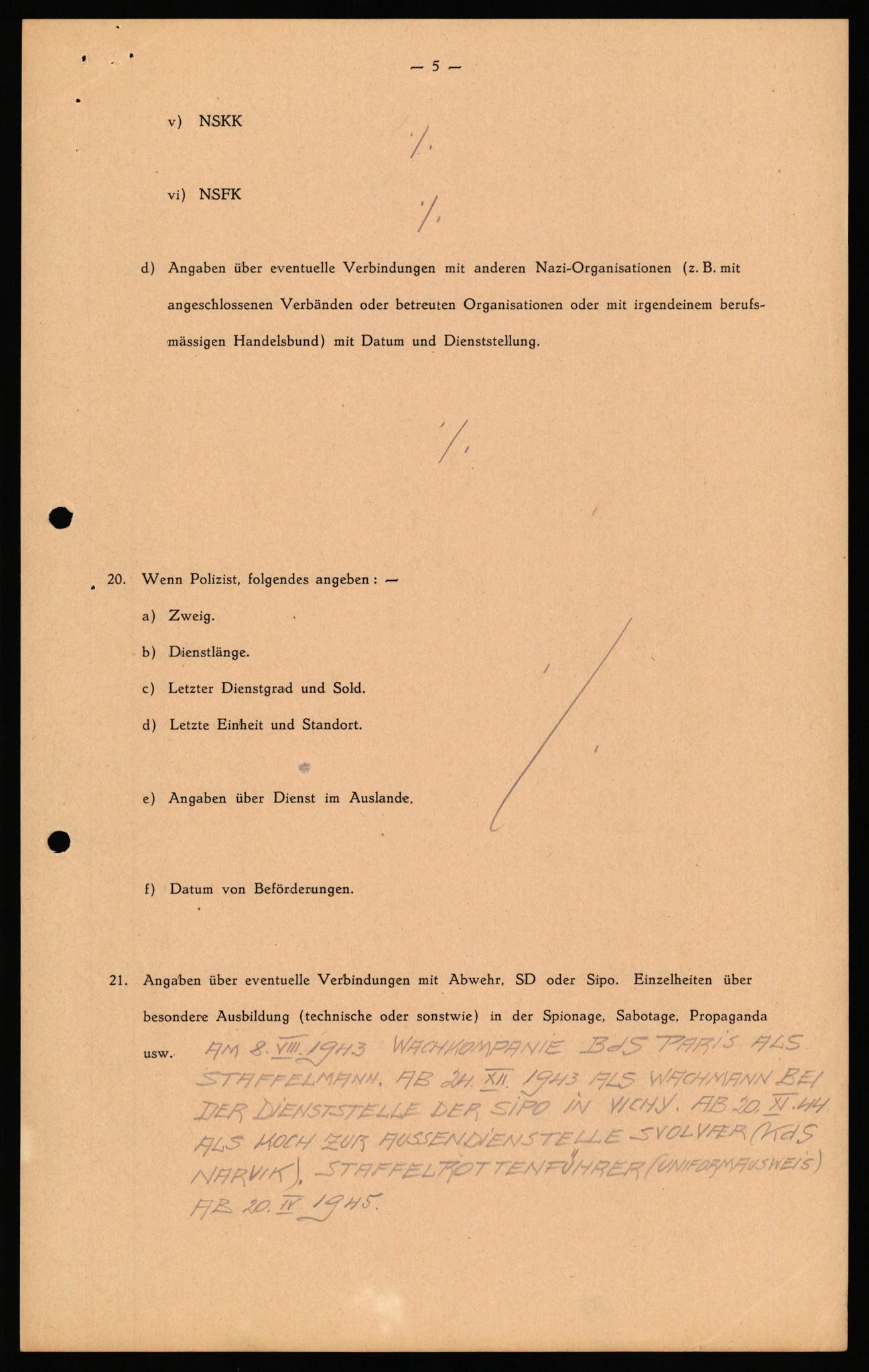 Forsvaret, Forsvarets overkommando II, AV/RA-RAFA-3915/D/Db/L0041: CI Questionaires.  Diverse nasjonaliteter., 1945-1946, p. 146