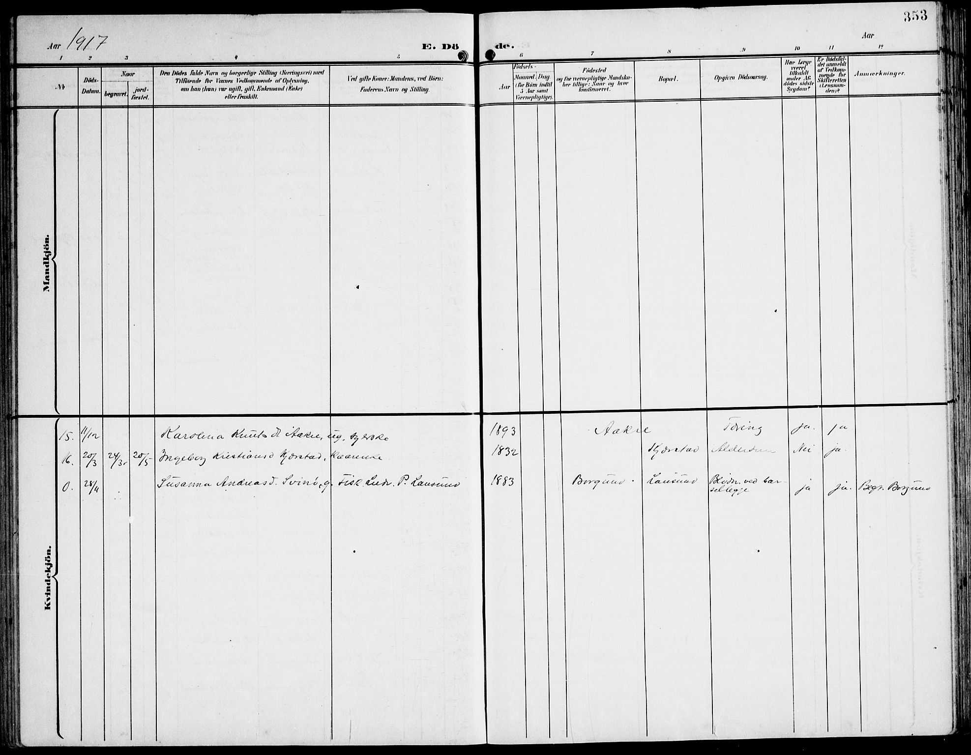 Ministerialprotokoller, klokkerbøker og fødselsregistre - Møre og Romsdal, AV/SAT-A-1454/536/L0511: Parish register (copy) no. 536C06, 1899-1944, p. 353