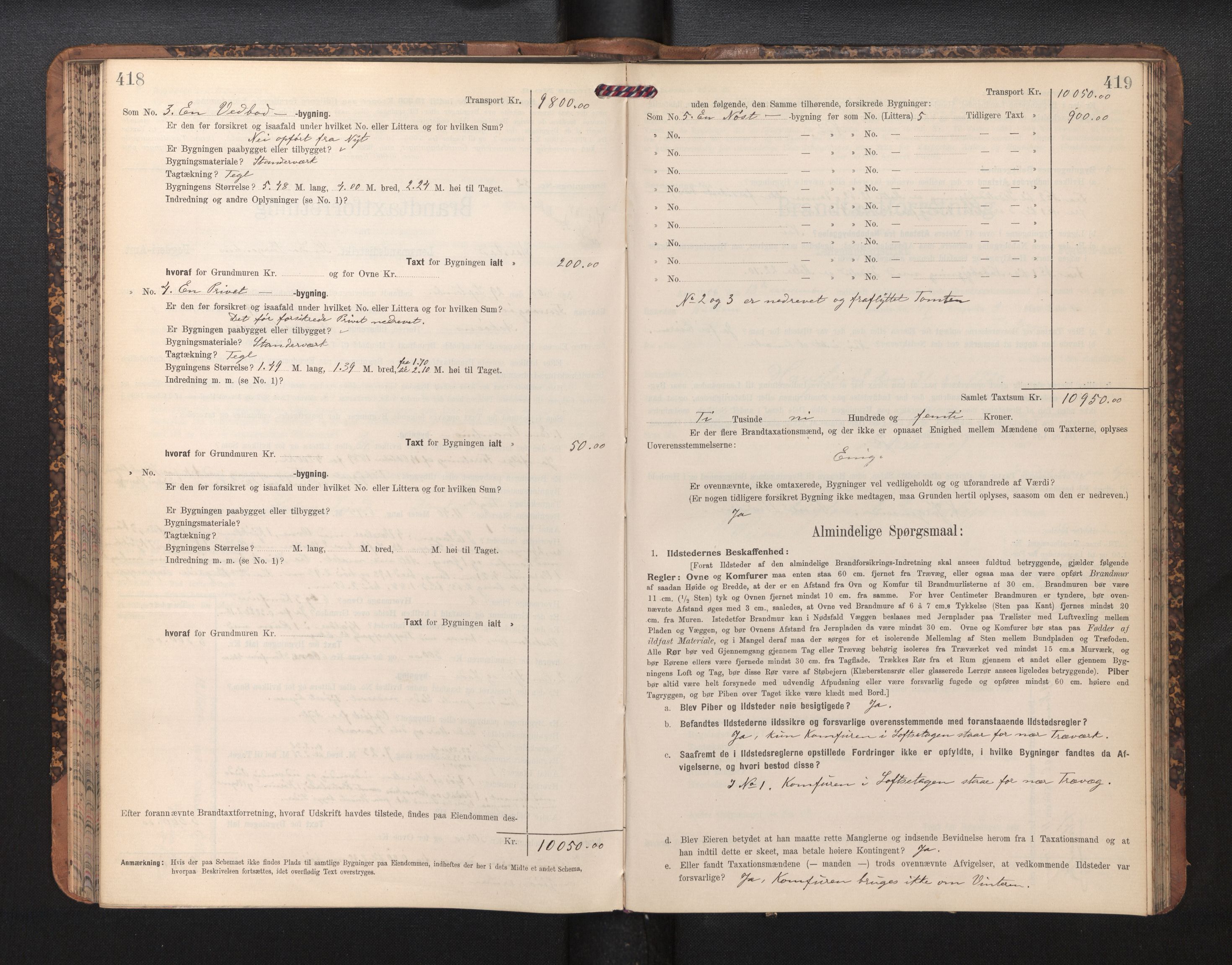 Lensmannen i Årstad, AV/SAB-A-36201/0012/L0014: Branntakstprotokoll,skjematakst, 1906-1907, p. 418-419