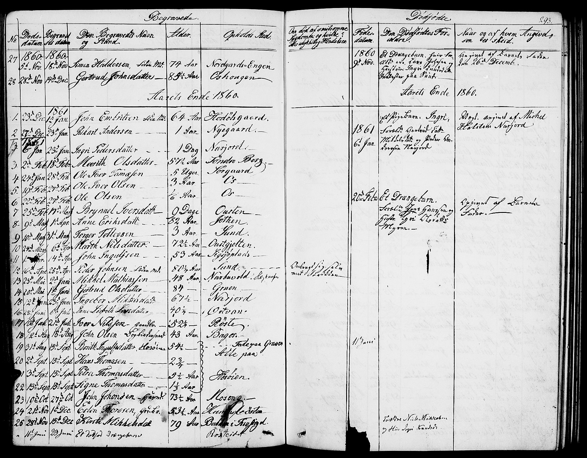 Tolga prestekontor, AV/SAH-PREST-062/L/L0004: Parish register (copy) no. 4, 1845-1887, p. 293