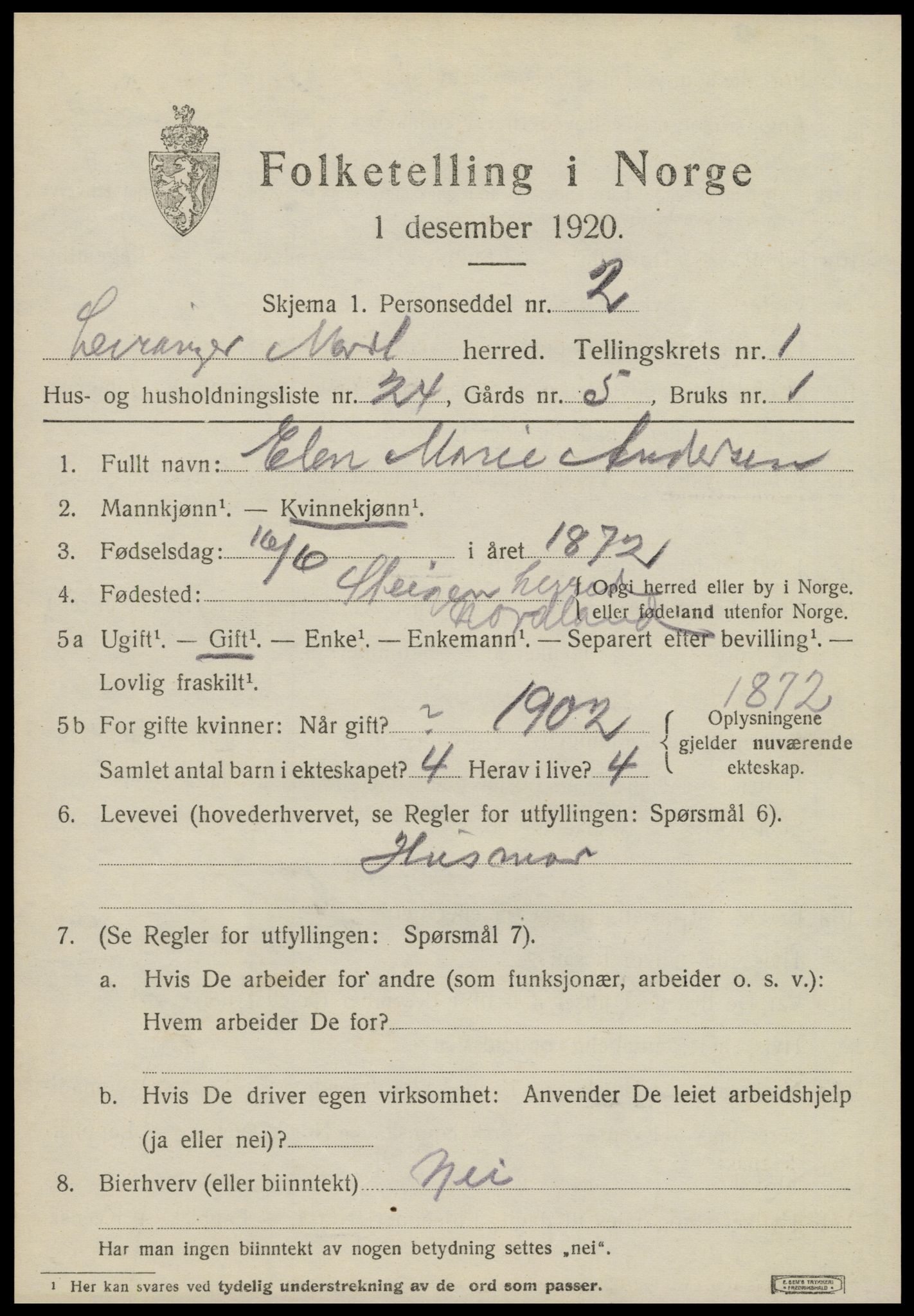 SAT, 1920 census for Leiranger, 1920, p. 773