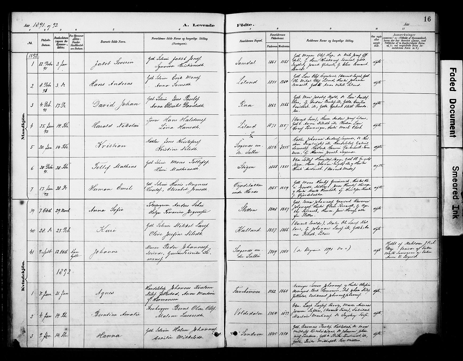Fana Sokneprestembete, SAB/A-75101/H/Haa/Haab/L0002: Parish register (official) no. B 2, 1890-1897, p. 16