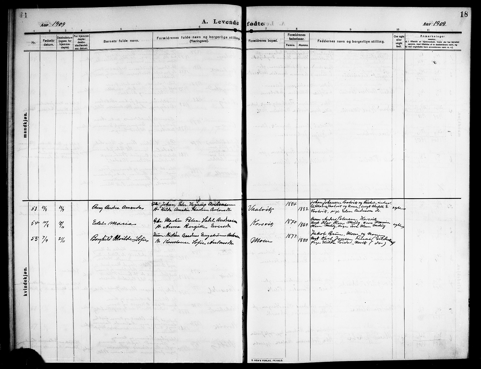 Ministerialprotokoller, klokkerbøker og fødselsregistre - Nordland, AV/SAT-A-1459/843/L0639: Parish register (copy) no. 843C08, 1908-1924, p. 18