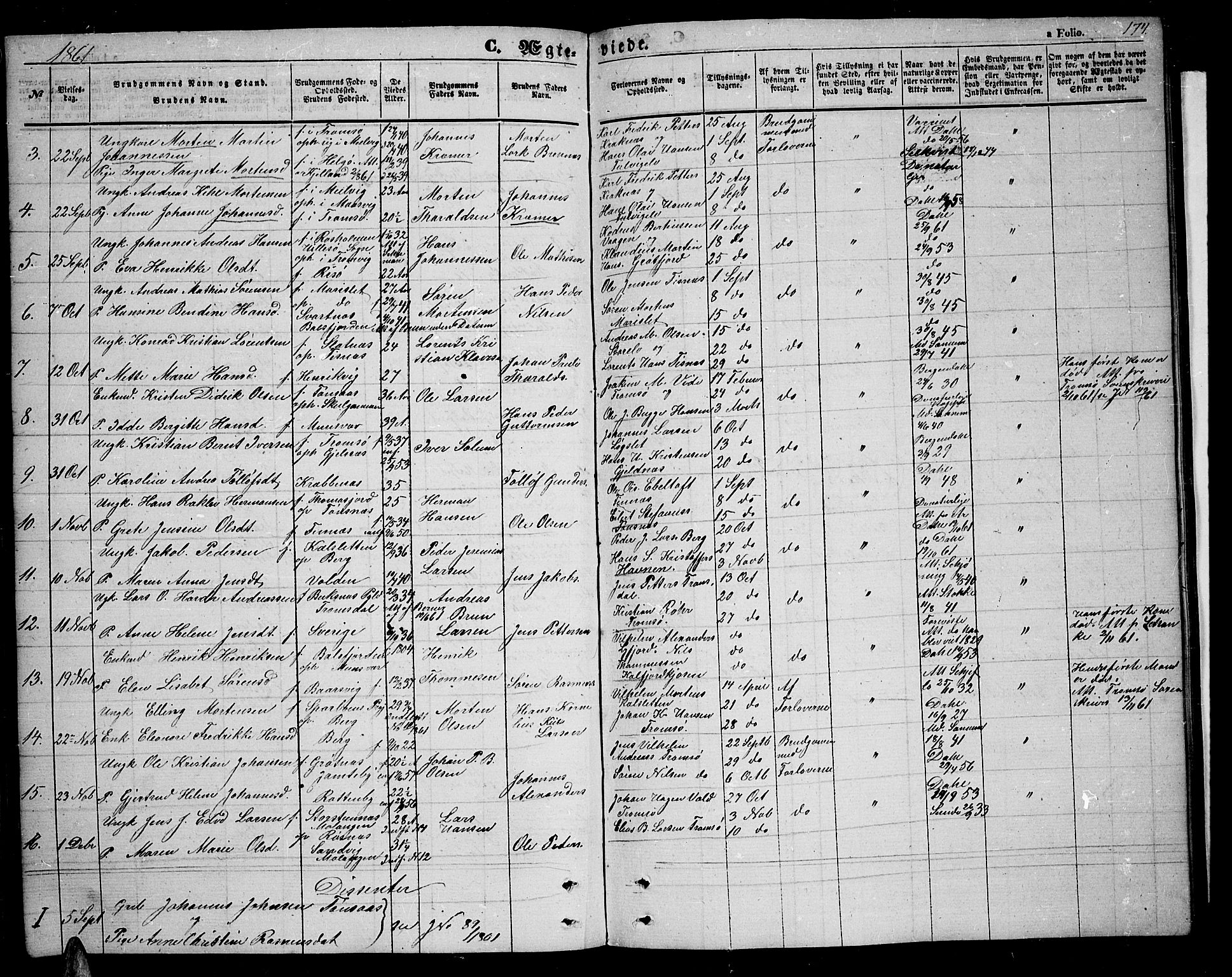 Tromsøysund sokneprestkontor, AV/SATØ-S-1304/G/Gb/L0001klokker: Parish register (copy) no. 1, 1857-1869, p. 174