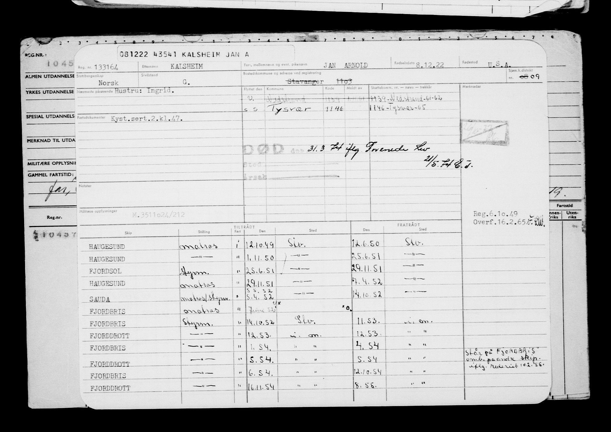 Direktoratet for sjømenn, AV/RA-S-3545/G/Gb/L0213: Hovedkort, 1922, p. 169