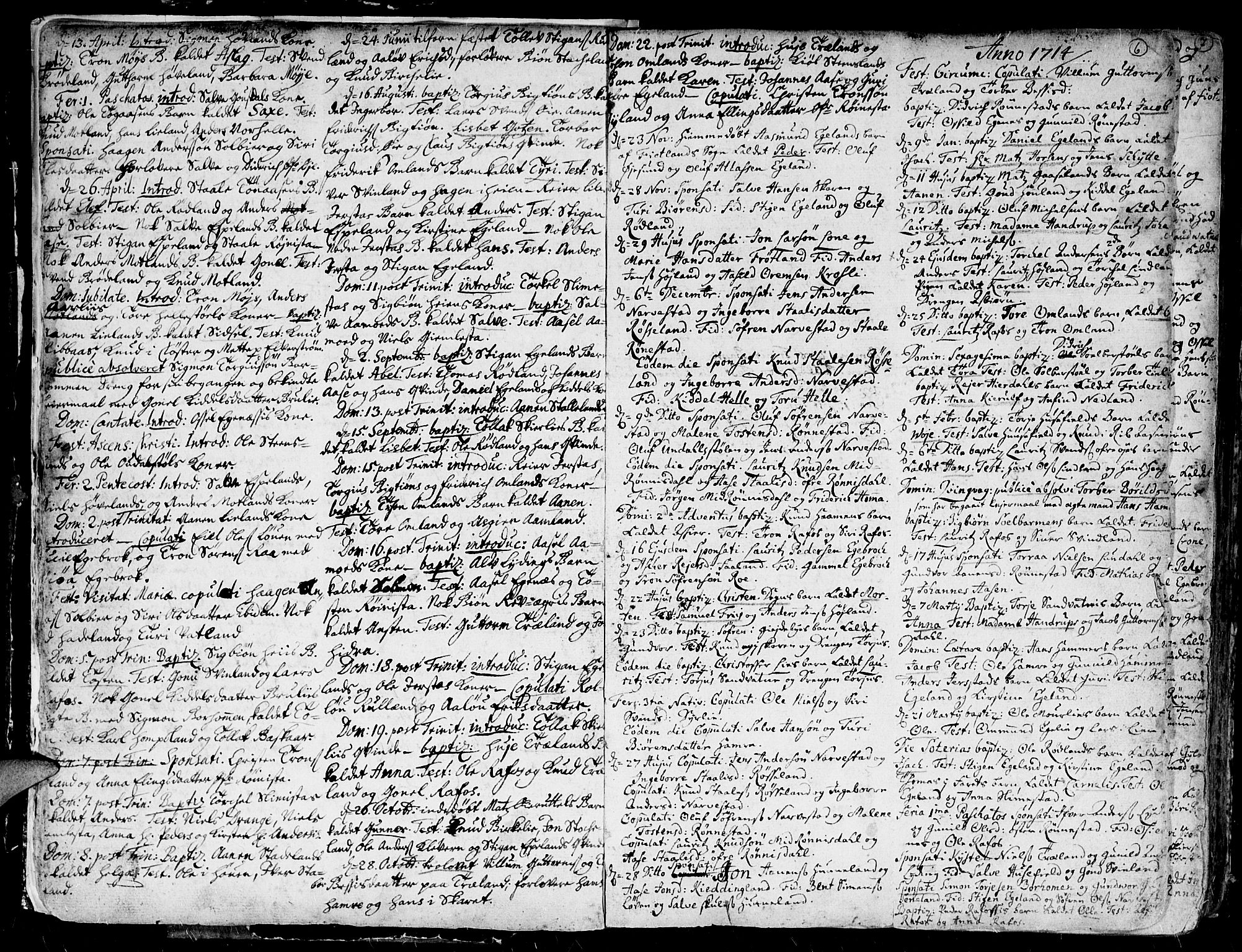 Kvinesdal sokneprestkontor, AV/SAK-1111-0026/F/Fa/Fab/L0001: Parish register (official) no. A 1 /1, 1710-1788, p. 6