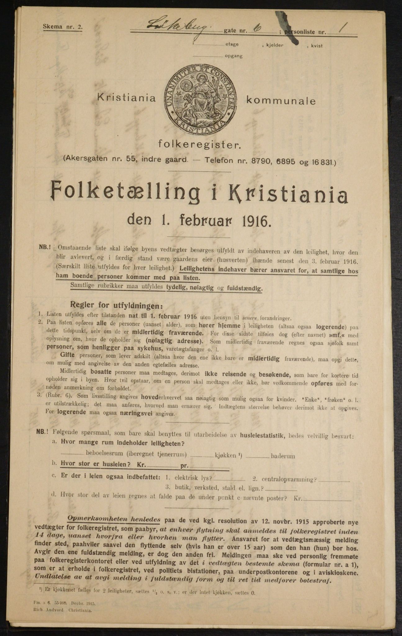 OBA, Municipal Census 1916 for Kristiania, 1916, p. 59897