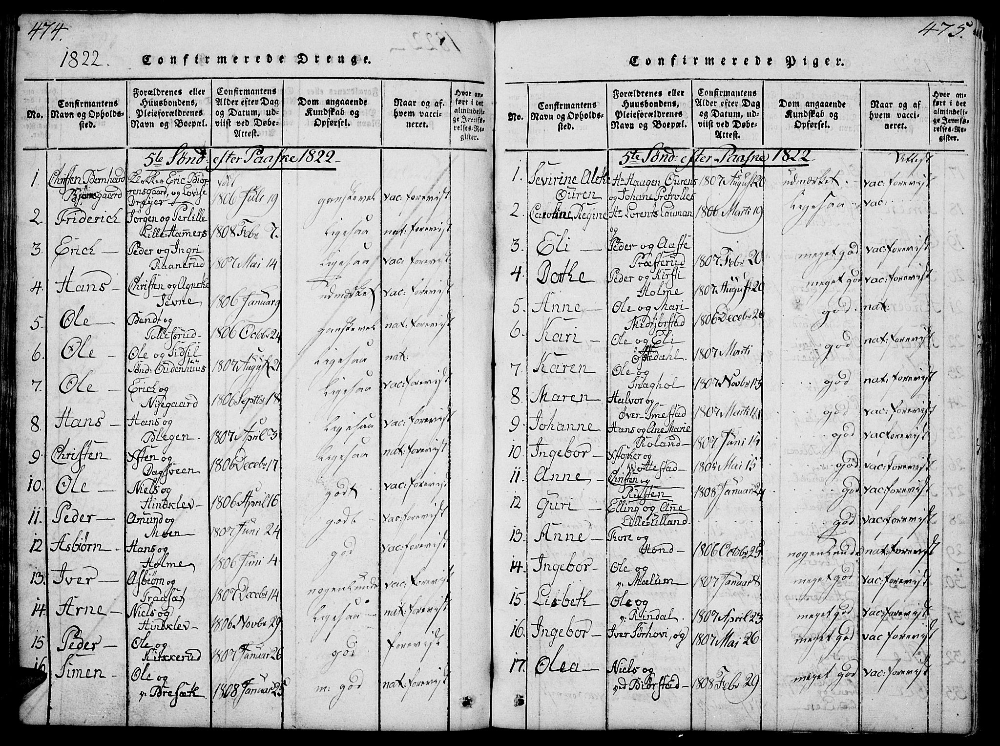 Fåberg prestekontor, SAH/PREST-086/H/Ha/Hab/L0004: Parish register (copy) no. 4, 1818-1837, p. 474-475
