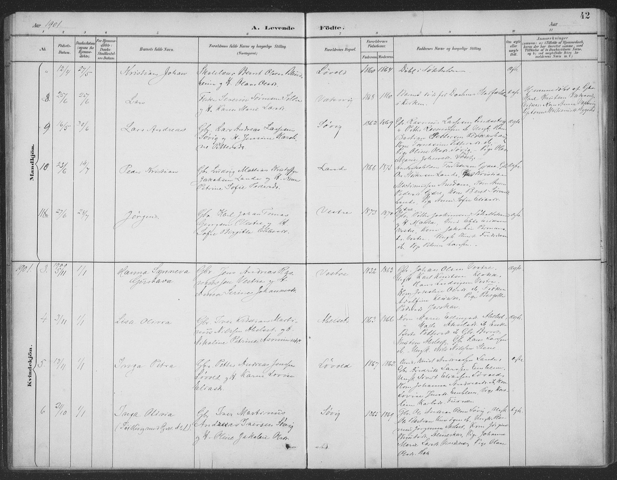 Ministerialprotokoller, klokkerbøker og fødselsregistre - Møre og Romsdal, AV/SAT-A-1454/522/L0316: Parish register (official) no. 522A11, 1890-1911, p. 42