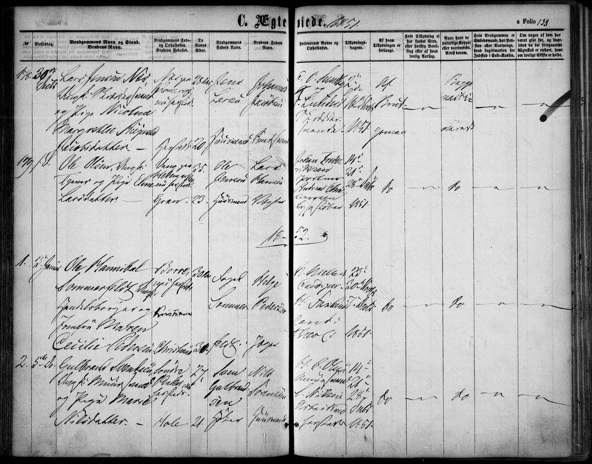 Oslo domkirke Kirkebøker, SAO/A-10752/F/Fa/L0020: Parish register (official) no. 20, 1848-1865, p. 133