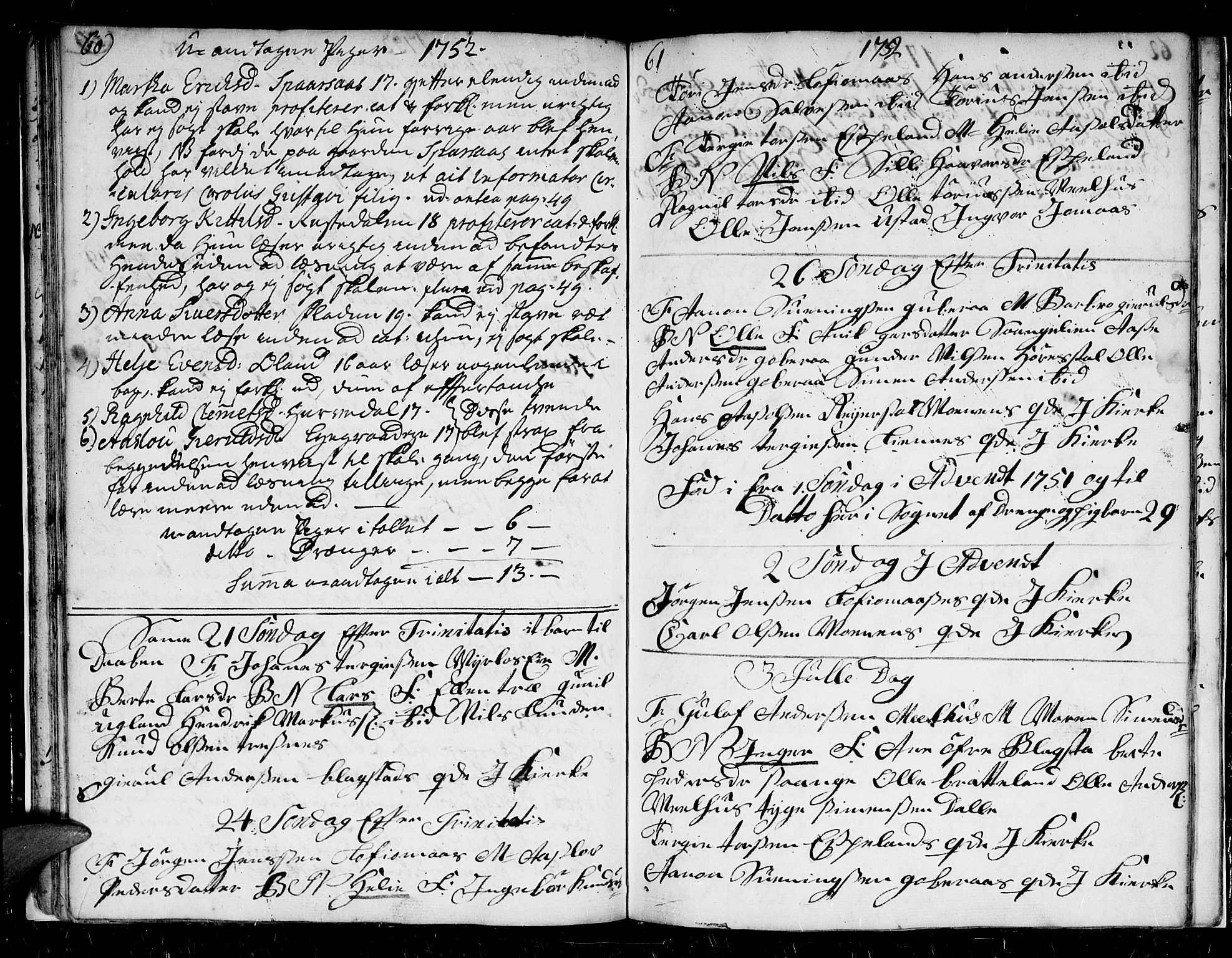 Froland sokneprestkontor, AV/SAK-1111-0013/F/Fb/L0002: Parish register (copy) no. B 2, 1747-1759, p. 60-61