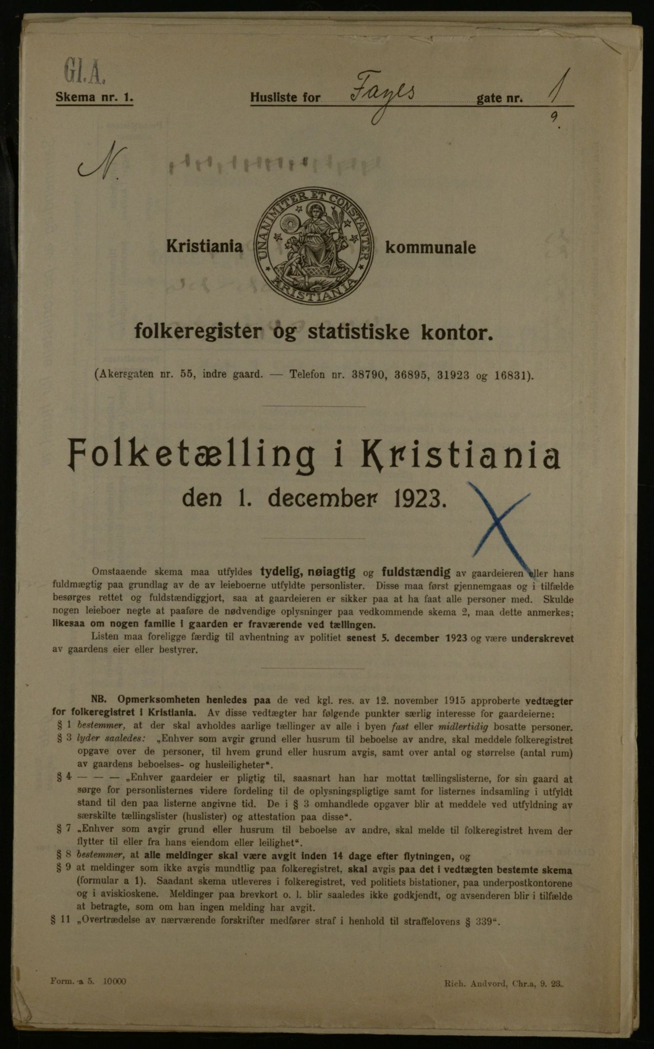 OBA, Municipal Census 1923 for Kristiania, 1923, p. 26850