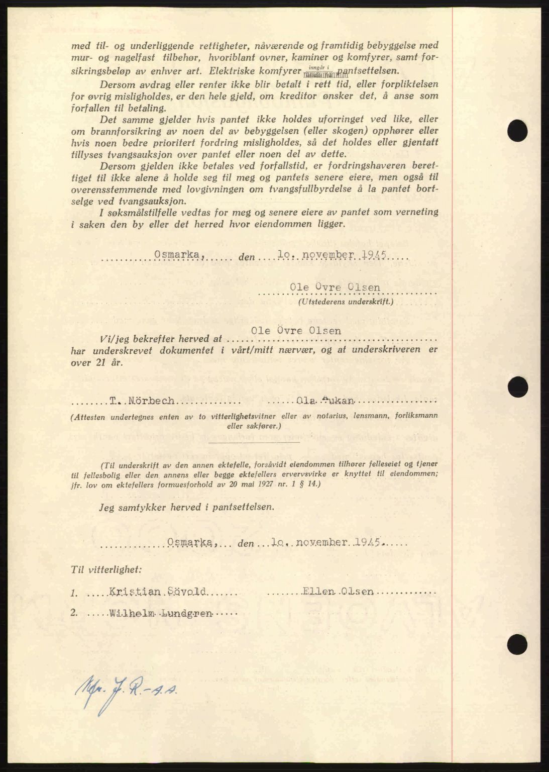 Nordmøre sorenskriveri, AV/SAT-A-4132/1/2/2Ca: Mortgage book no. B93a, 1945-1945, Diary no: : 1446/1945