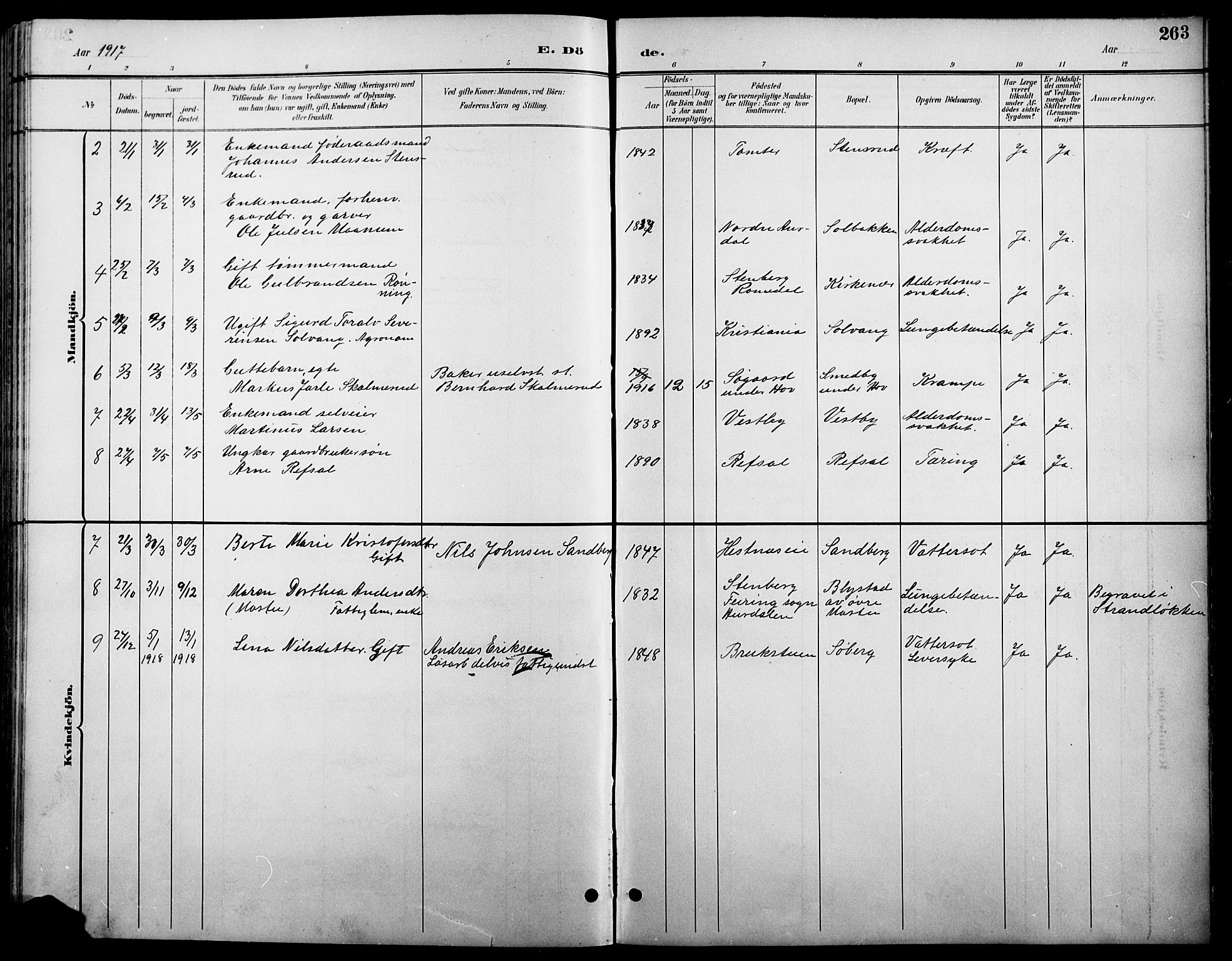 Stange prestekontor, AV/SAH-PREST-002/L/L0011: Parish register (copy) no. 11, 1895-1917, p. 263